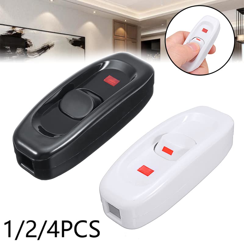 1/2/4 Pack 240V 10A Inline Power Switch with ON/OFF Button - Black Lamp Cord Switch for Table Lights, Desk Lamps & Home Office Lighting Accessories - Perfect for Bedroom, Study Room & Workspace Lighting Control