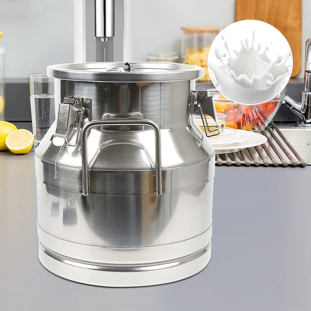 Premium Stainless Steel Milk Can Bucket with Silicone Seal - 12L/3.17 Gallon Food Grade Container for Milk, Wine, Oil & Liquid Storage - Ideal for Home Brewing, Farm Use & Commercial Kitchen Applications