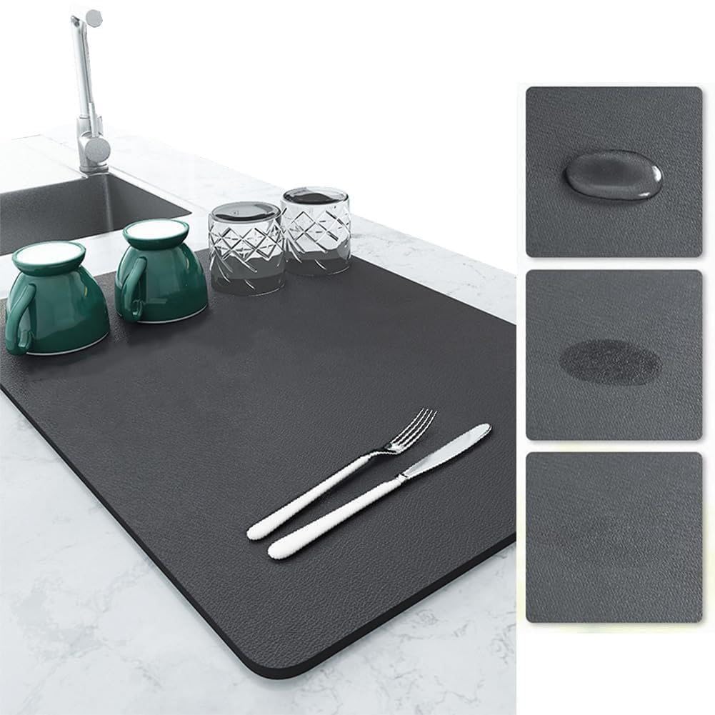 **YOGVAYNA Large Absorbent Kitchen Dish Drying Mat (40x45 cm) - Quick Dry Non-Slip Countertop Mat for Dishes, Utensils & Cookware - Perfect for Sink, Counter, or Cabinet Use**