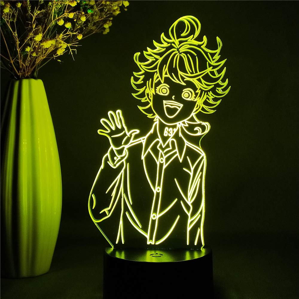 The Promised Neverland Anime Figure - 3D LED Night Light (Emma) - Manga Desk Lamp & Bedside Light - Perfect for Bedroom, Home Decor, Kids Room - Ideal Birthday Gift for Anime Fans & Children