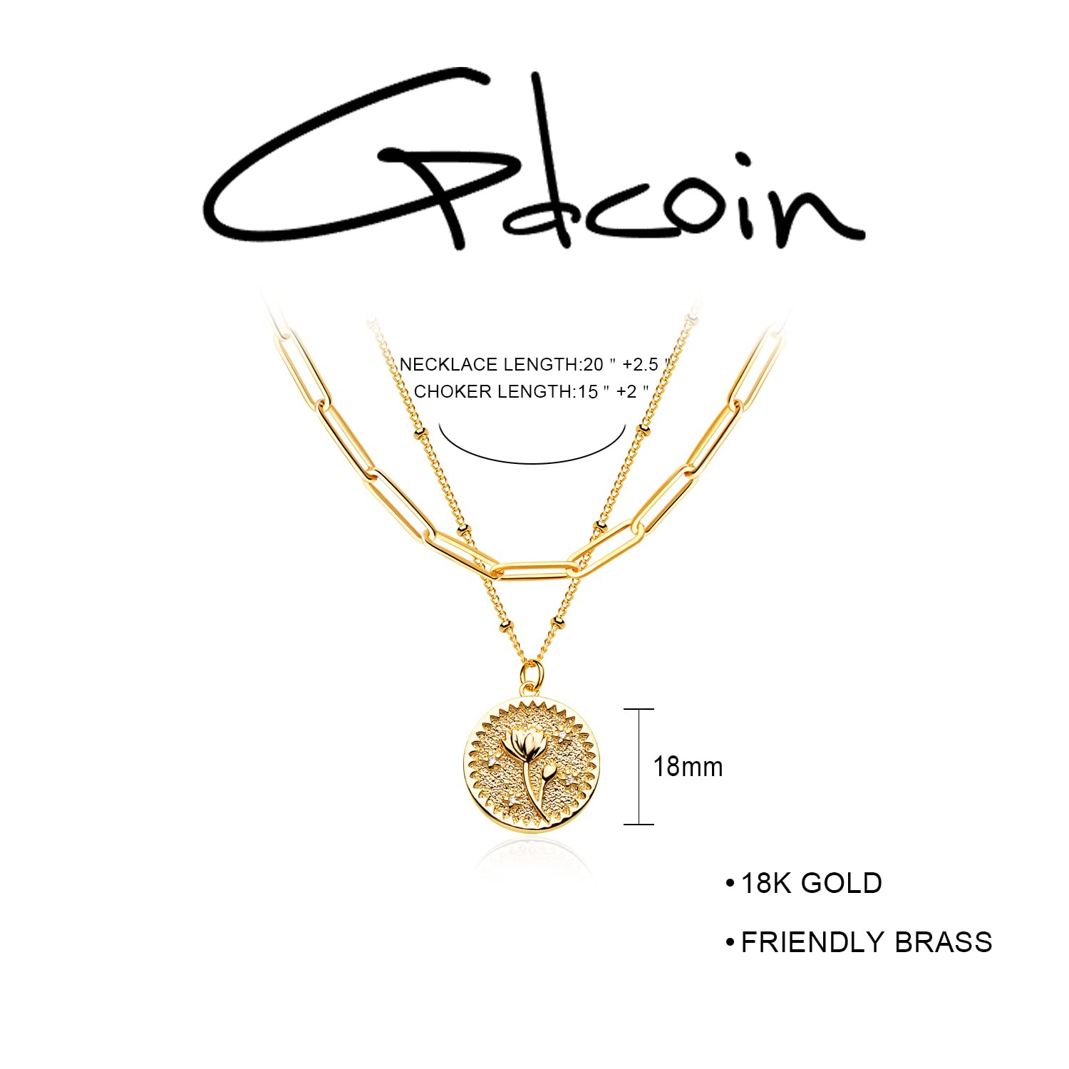 18K Gold Plated Custom Birth Flower Necklace for Women - Double Layered Engraved Floral Pendant with Dainty Birth Month Flower Disc - Personalized Jewelry Gift for Mom, Wife, Daughter | Perfect for Birthdays, Anniversaries & Special Occasions