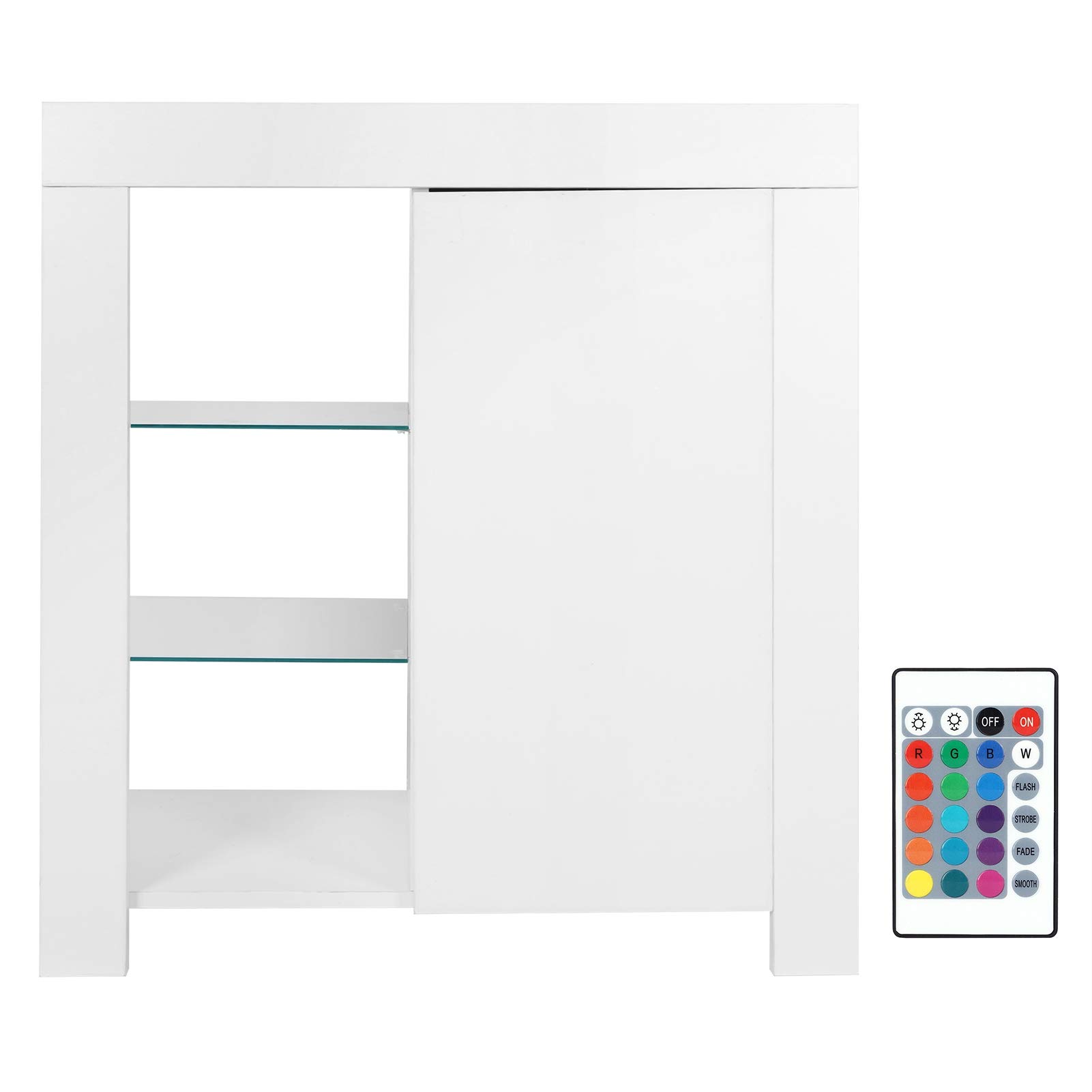 Modern White LED Kitchen Sideboard Buffet Cabinet - 3-Tier Wooden Storage Organizer with Shelves for Shoes, Dishes & Home Decor | Perfect for Kitchen, Living Room & Entryway Furniture