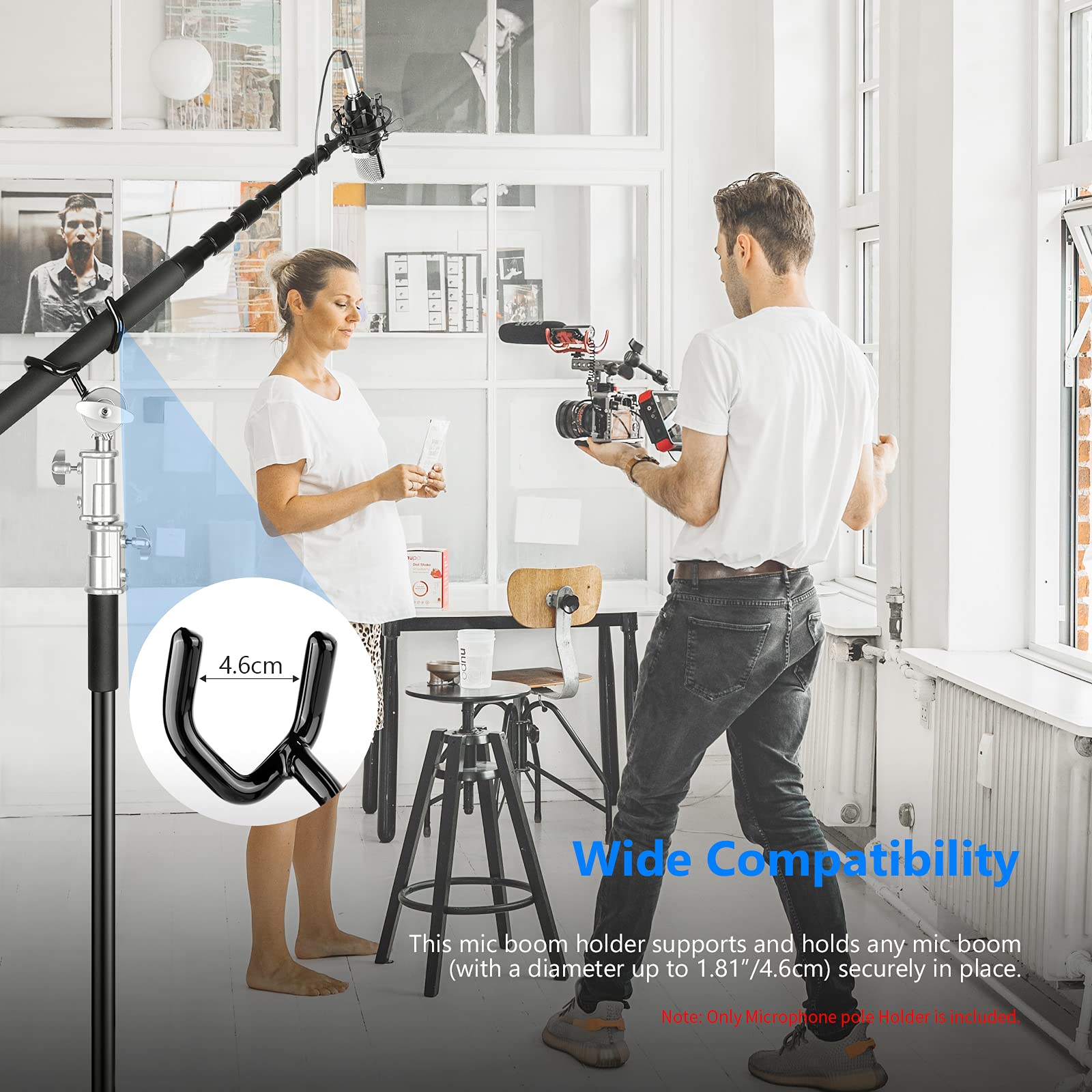 NEEWER Heavy Duty Metal Microphone Boom Arm Stand Holder - Adjustable for C-Stands & Mic Stands (Black) - Perfect for Podcasting, Studio Recording & Live Streaming