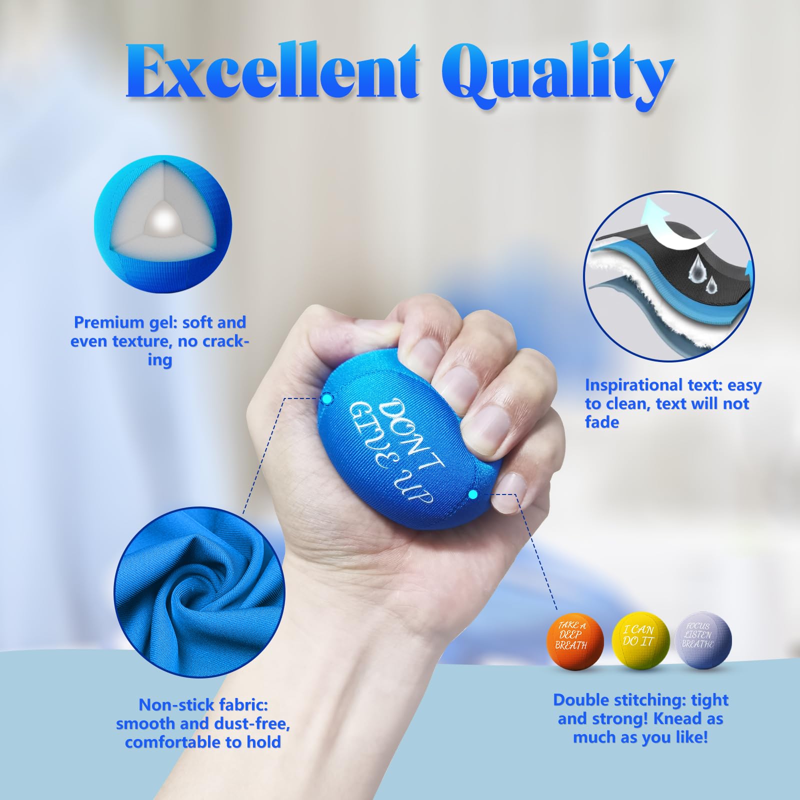 ALMAH Stress Balls for Adults - 4 Pack High Density Squeeze Balls for Hand Therapy, Anxiety Relief & Finger Exercises | Perfect for Office Stress, Arthritis Pain Relief & Physical Therapy Sessions