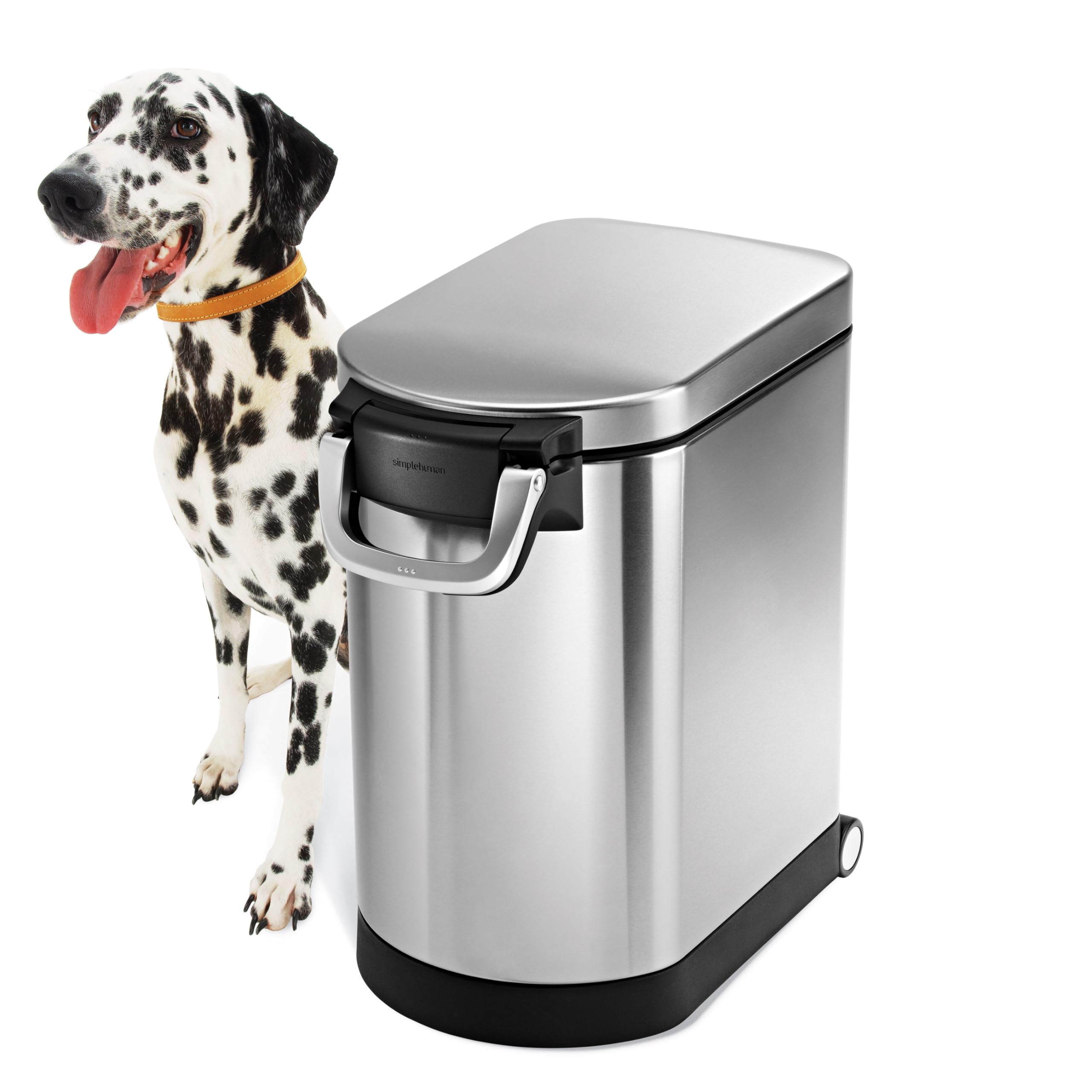 SimpleHuman 25 Liter (27 lb / 12.2 kg) Medium Pet Food Storage Container - Airtight Dog Food, Cat Food & Bird Feed Bin in Brushed Stainless Steel | Perfect for Kitchen Pantry Organization & Pet Food Storage