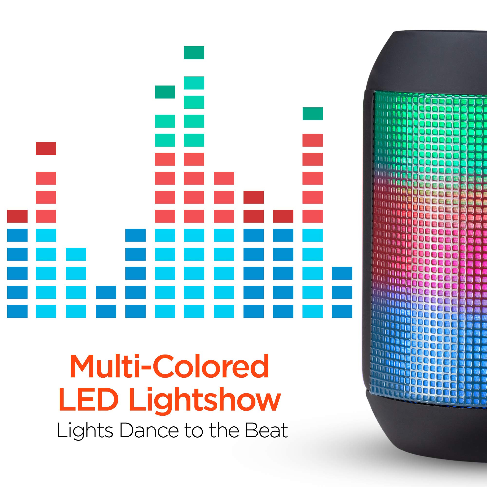 HyperGear Mini Bluetooth Speaker - Portable Wireless Speaker with HD Stereo Sound, Beat-Driven LED Light Show, Built-In Mic for Hands-Free Calls | Perfect for Home, Office, Outdoor Parties & Travel [15077]