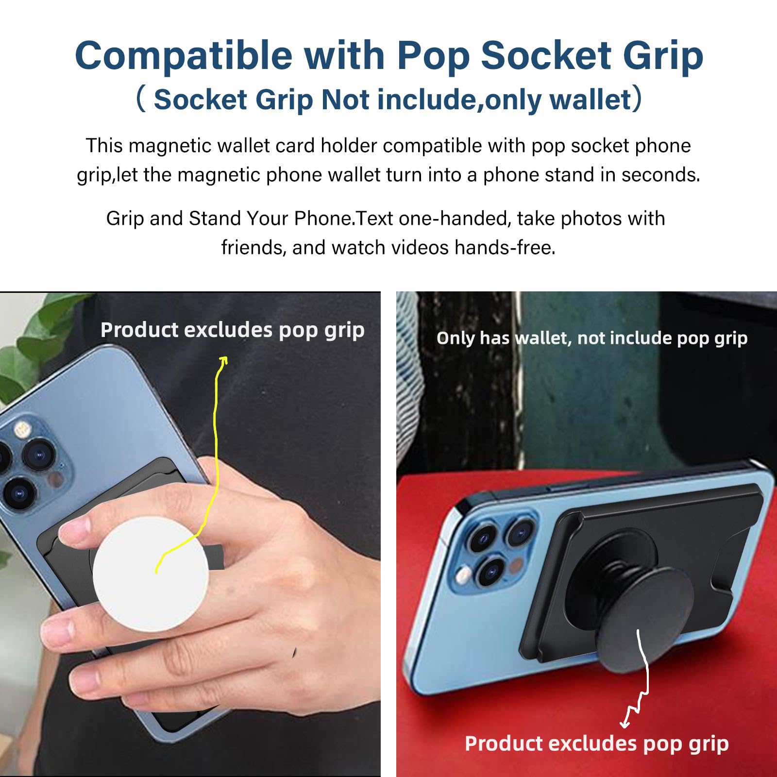 AUROX Magnetic Wallet for iPhone 16/15/14/13/12 Series - Magsafe Compatible Card Holder with Strong Magnets, Works with PopSocket Phone Grips (Black) | Perfect for Everyday Carry, Travel & Secure Card Storage