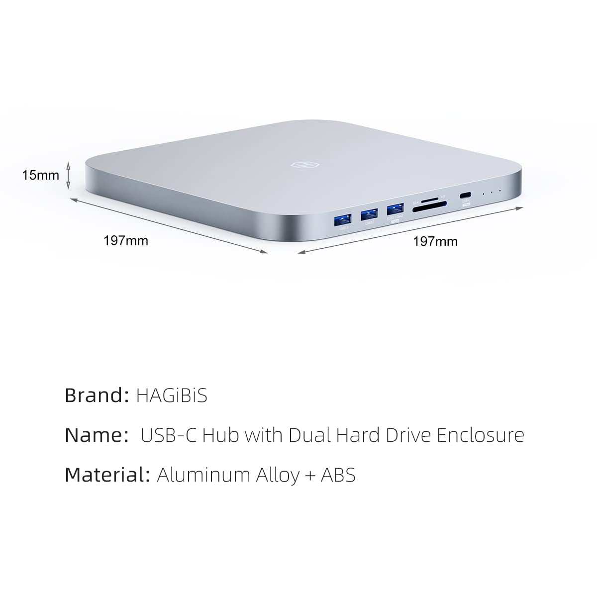 Hagibis USB-C Docking Station with Dual Hard Drive Enclosure - Compatible with Mac Mini M1/M2 Pro, Mac Studio Max Ultra - Supports 2.5