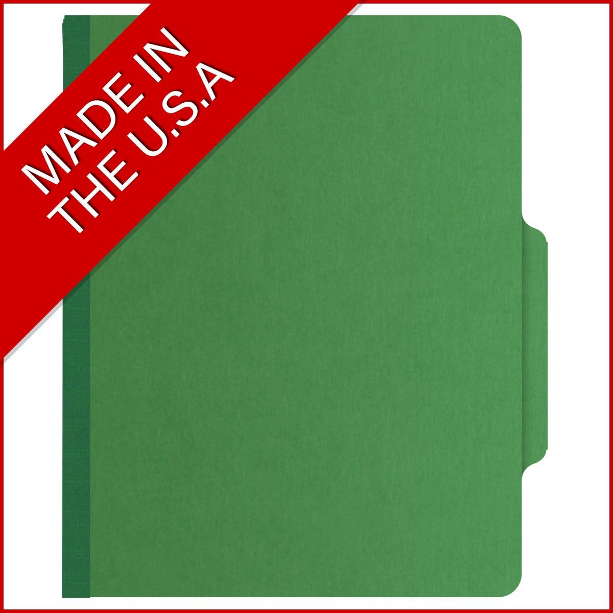 25-Point Pressboard Classification Folders - 2/5 Cut ROC Top Tab, Letter Size, 2 Dividers, Moss Green (Box of 10) - Perfect for Office Organization, School Projects & Document Filing