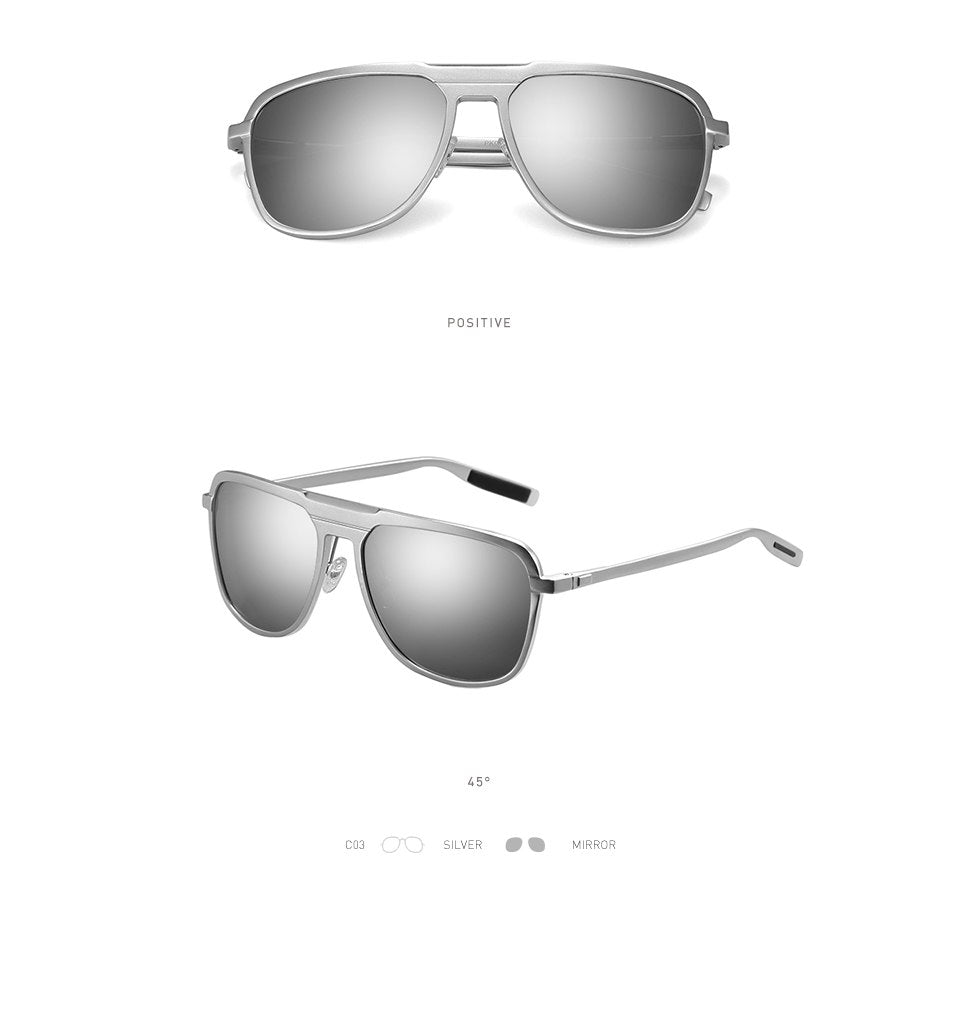 20/20 Unisex Full Rim Square Aluminum Polarized Sunglasses PK017 - Stylish UV Protection for Outdoor Activities, Driving & Fashion