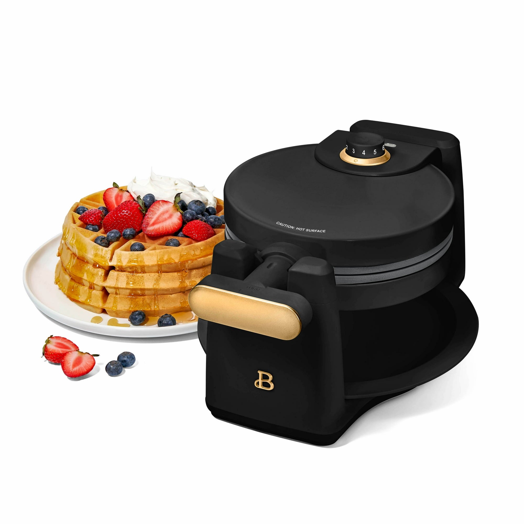 Premium 19427 Rotating Belgian Waffle Maker - Non-Stick Coating, Adjustable Temperature, Perfect for Breakfast & Brunch - Ideal for Home, Cafe, and Restaurant Use