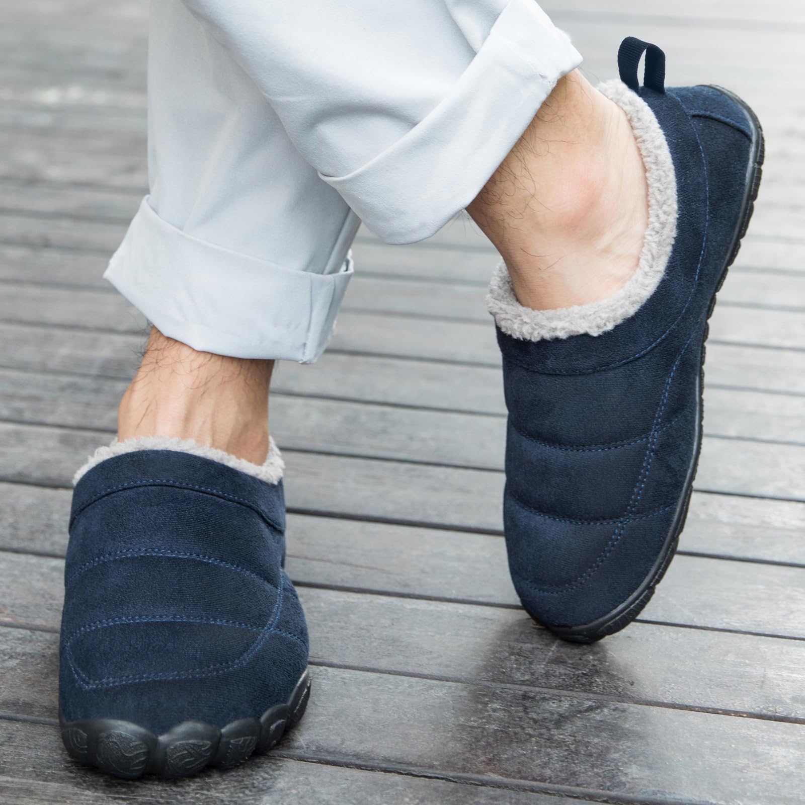 Josaywin Men's Memory Foam Slippers - Soft Plush Fleece Lined Indoor/Outdoor House Shoes for Comfort & Support - Perfect for Home, Lounge & Backyard Relaxation
