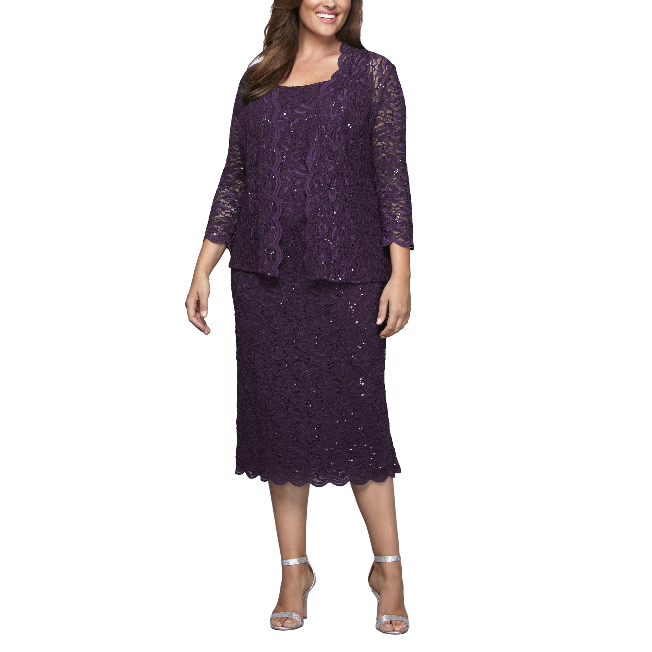 Alex Evenings Women's Plus Size Lace Jacket Dress - Elegant Formal Wear for Weddings, Parties & Special Occasions