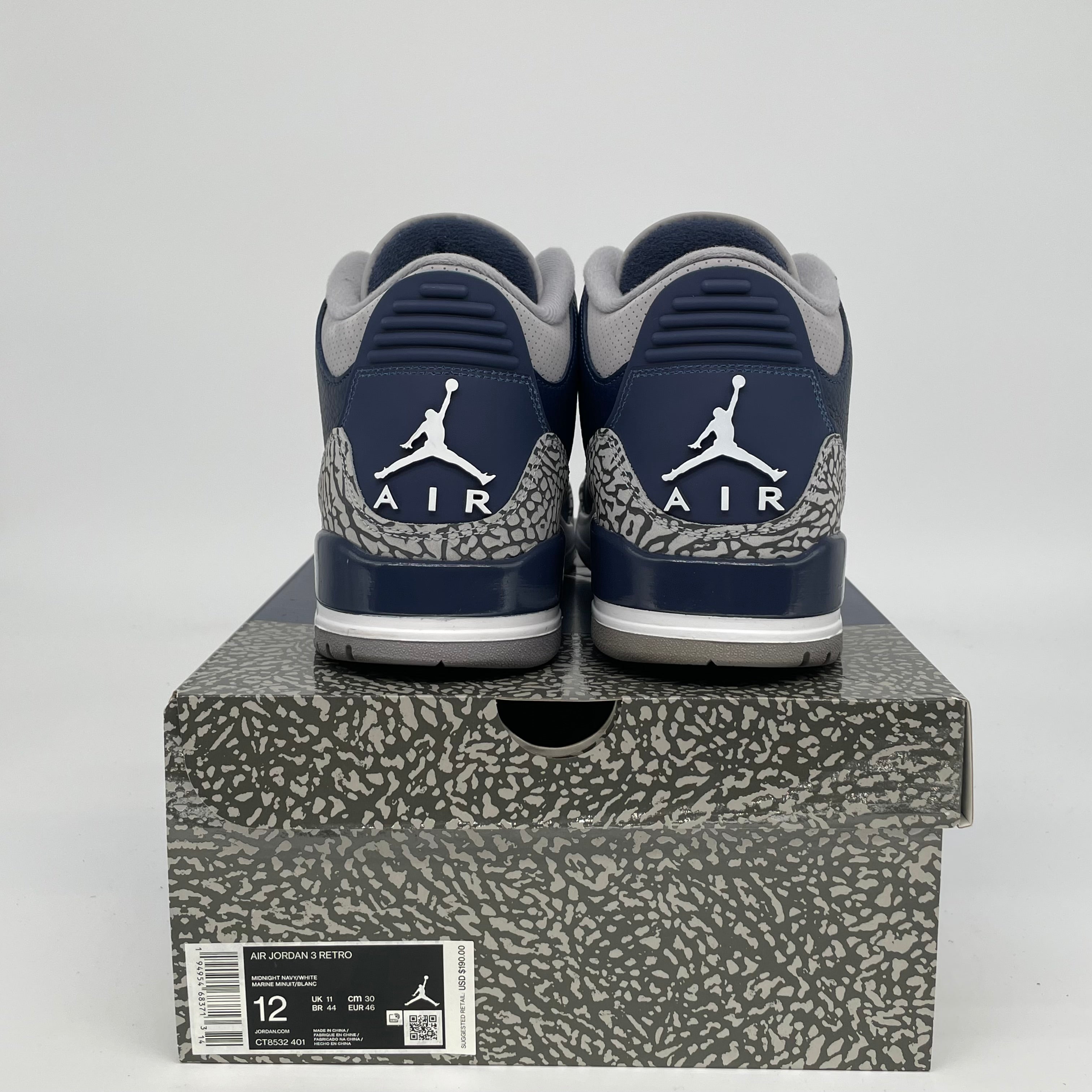 AIR JORDAN 3 Retro Georgetown Basketball Shoes Men's Size 12 - White/Blue/Gray (CT8532-401) | Official Nike Sneakers for Streetwear, Basketball & Casual Outfits