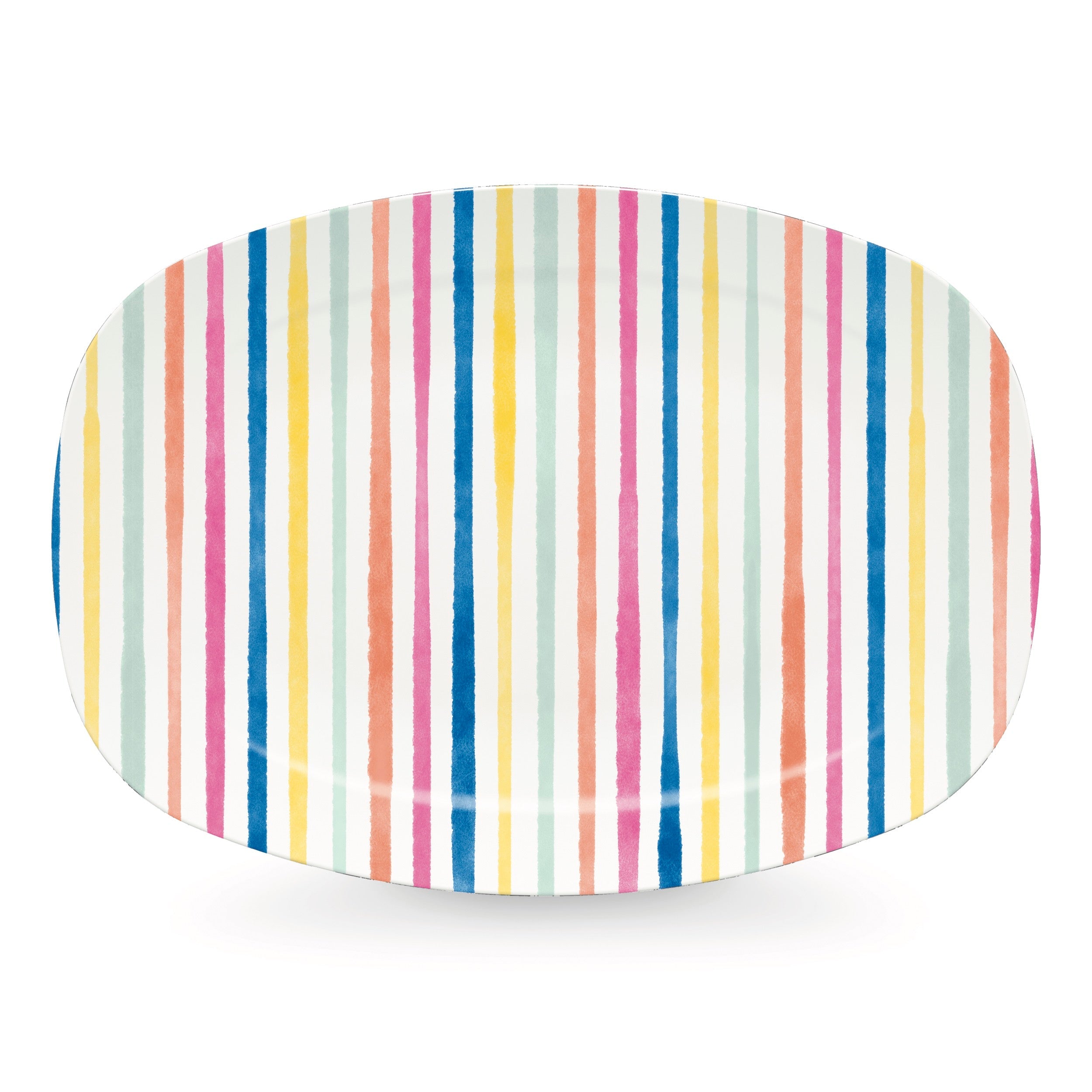 Colorful Confetti Simple Stripes Ceramic Serving Platter - Perfect for Parties, Weddings & Holiday Entertaining
