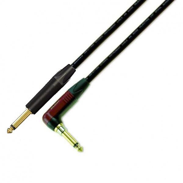 Van Damme Pro Guitar Cable - Gold Plated Right Angle Silent Plug Instrument Cord for Electric Guitar, Bass, and Studio Recording