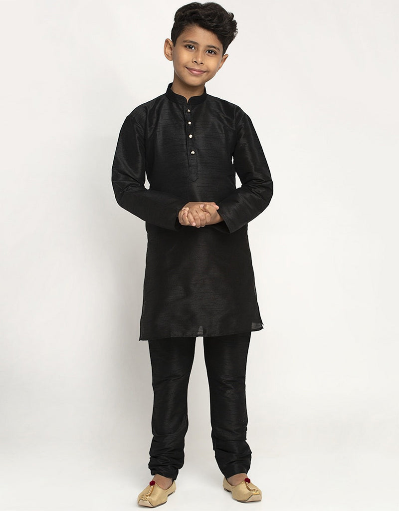 Stylish Black Kurta Pajama Set in Art Dupion Fabric - Perfect for Festivals, Weddings & Cultural Events