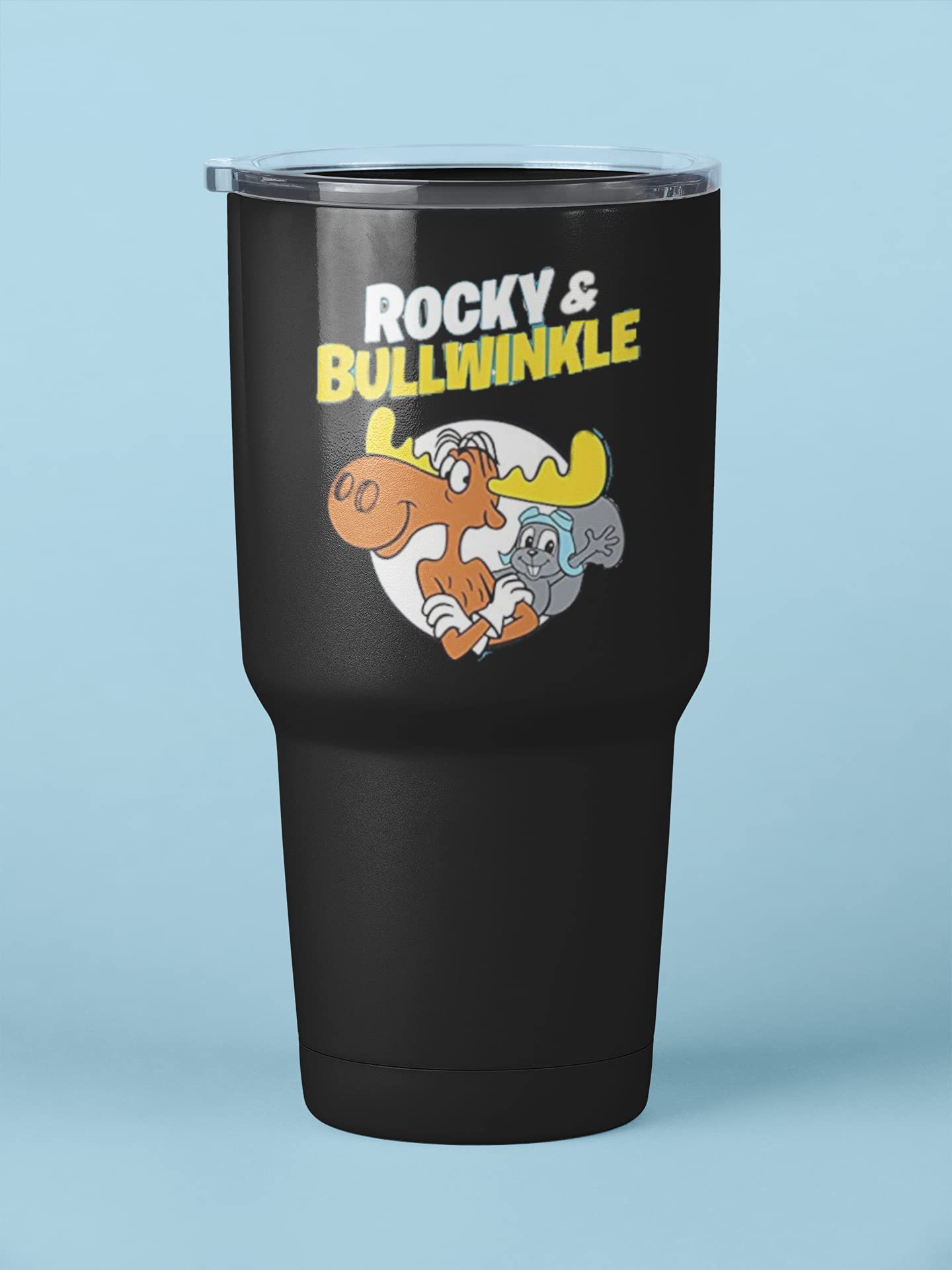 Rocky and Bullwinkle Insulated Travel Tumbler - 20oz & 30oz Cartoon Travel Mug for Coffee, Tea & Cold Drinks - Perfect for Office, Commute & Outdoor Adventures