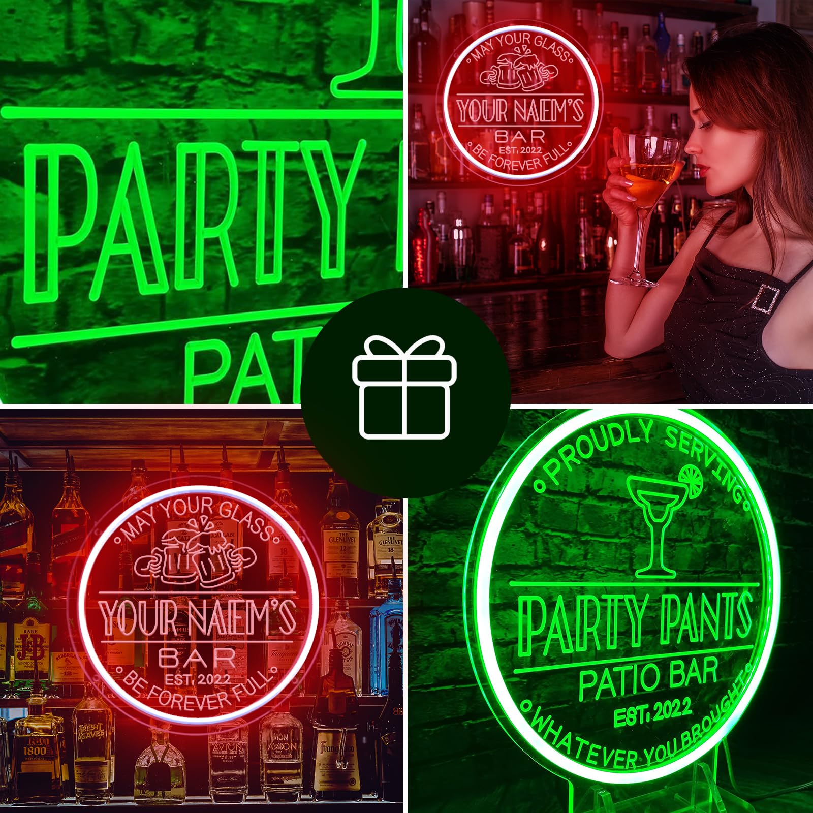Custom LED Neon Bar Sign - Personalized Name Wall Decor for Man Cave, Dimmable with Remote | 20x20 Inch Pub, Bistro & Home Bar Lighting | Perfect Gift for Dad's Birthday & Men's Home Decor
