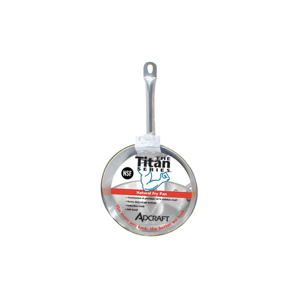Adcraft FPSI-10 Titan Series 10-Inch Stainless Steel Induction Fry Pan - Professional Restaurant Cookware for Searing, Frying & Sauteing | Perfect for Home Chefs & Commercial Kitchens