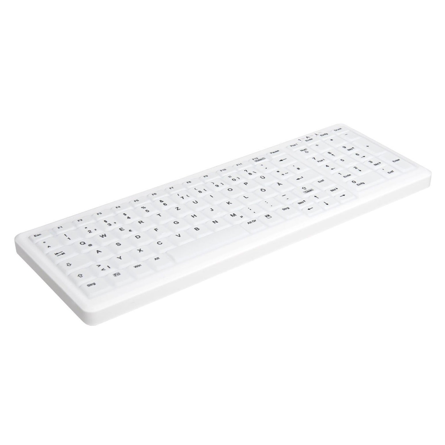 AK C7000F Compact Wired Keyboard with Numpad - Slim White Wipeable Design for Office, Gaming & Home Use