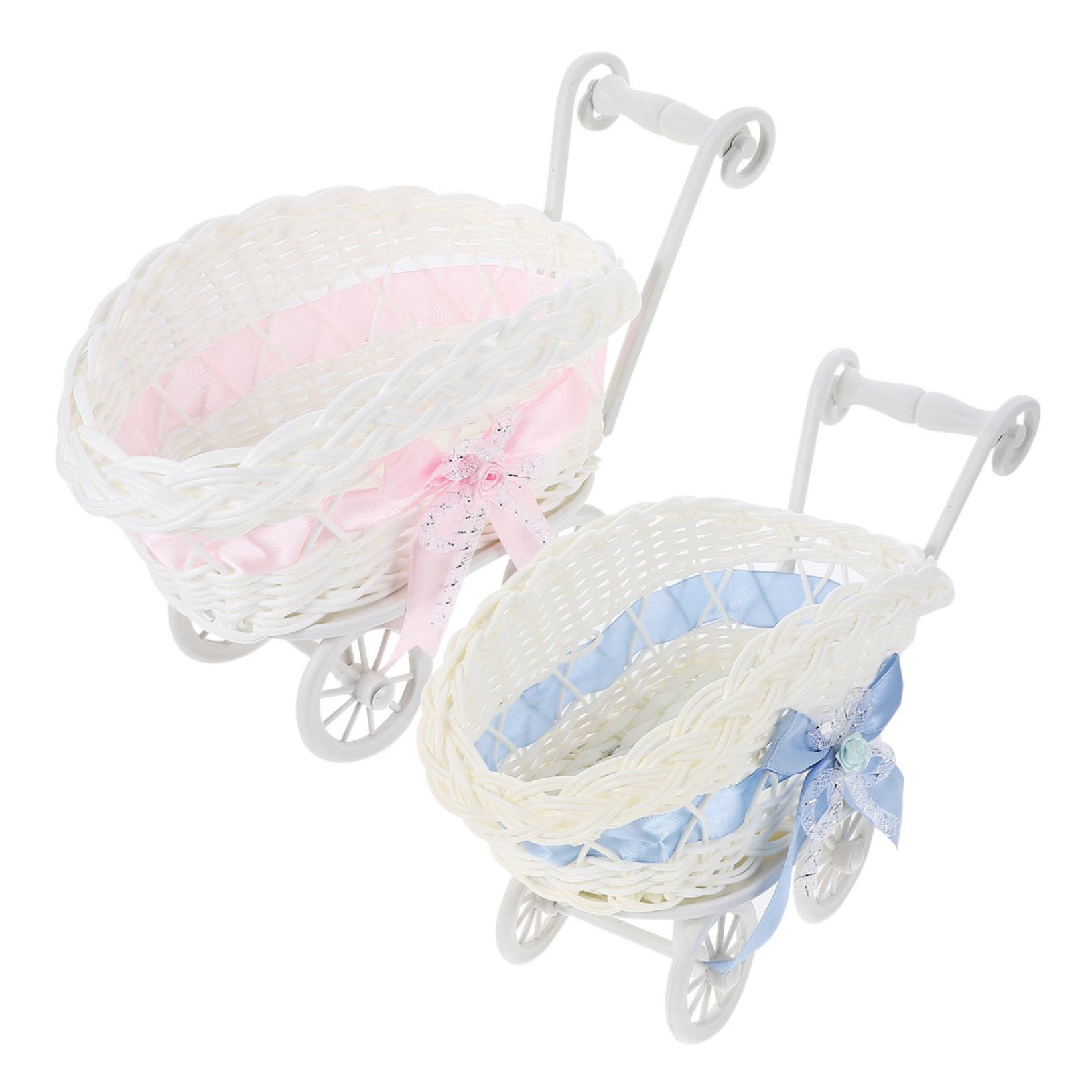 VICASKY 2-Pack Woven Party Baskets - Mini Picnic Baskets for Candy, Snacks & Food - Durable PP Material - Perfect for Parties, Picnics, Baby Showers & Home Decor