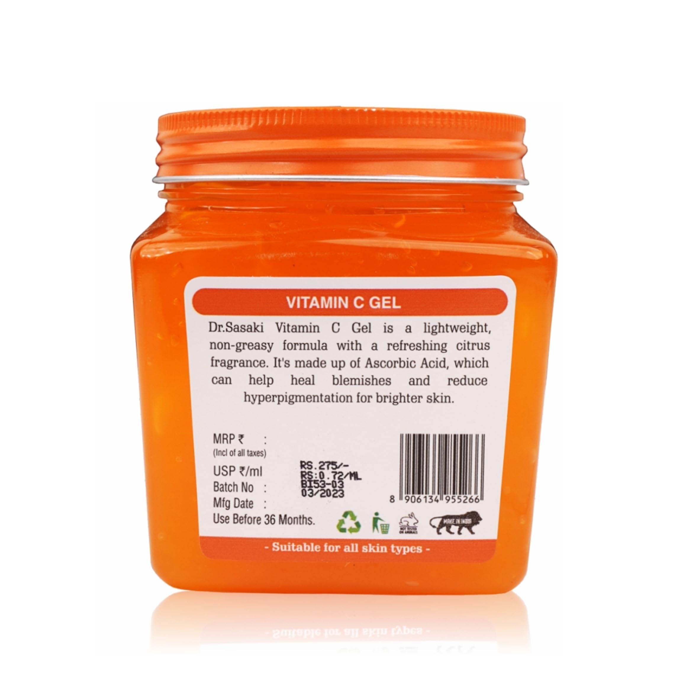 Dr. Sasaki Vitamin C Face & Body Gel - 380ml Brightening & Hydrating Skin Care for Glowing Complexion | Perfect for Daily Use, Travel & Post-Sun Care