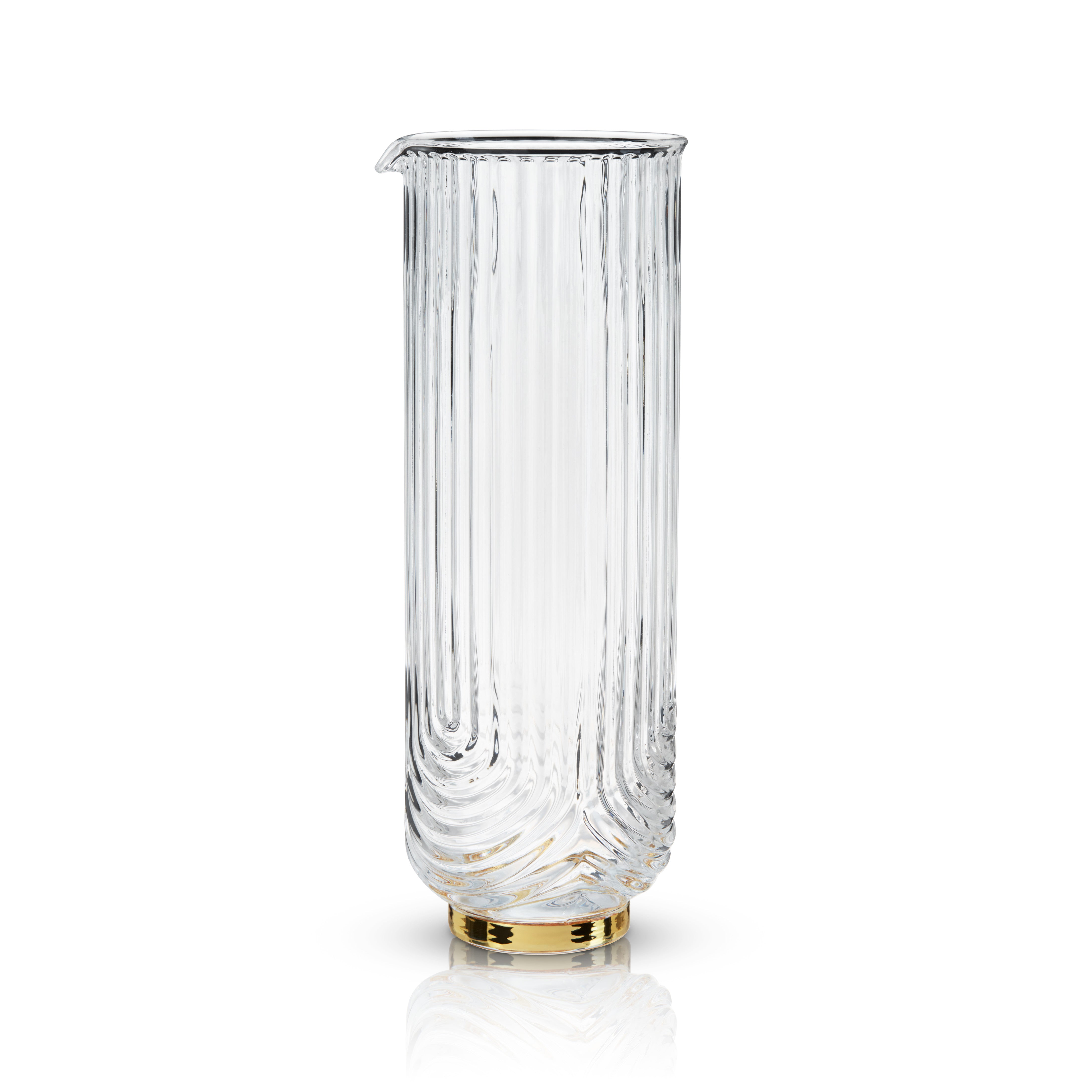 Premium Gatsby Glass Carafe with Elegant Design - 34oz/1L Pitcher for Water, Juice & Iced Tea - Perfect for Home, Office & Entertaining Guests - BPA-Free, Dishwasher Safe Glass Beverage Dispenser