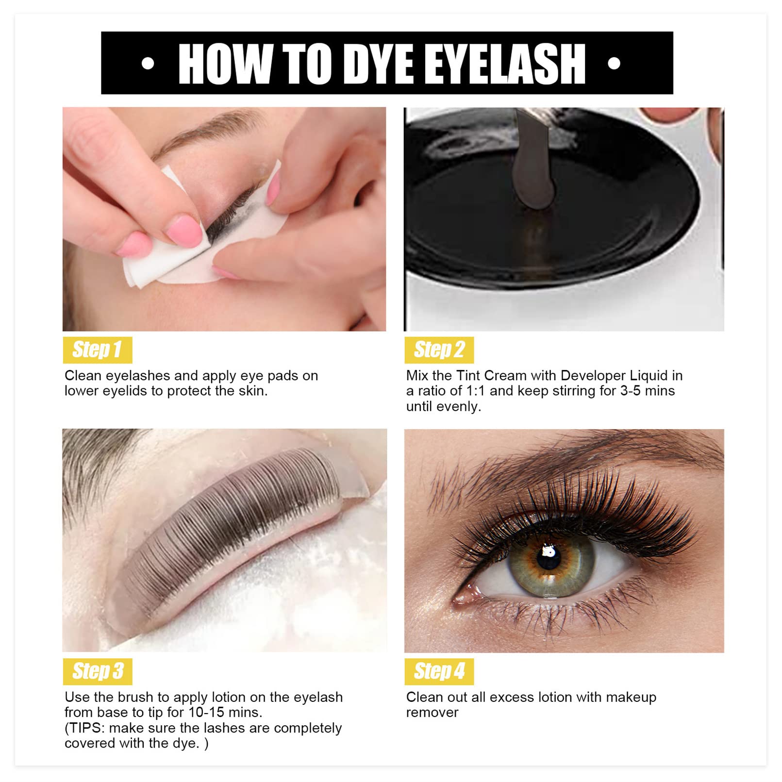 Professional Eyelash & Eyebrow Dye Kit - Lash Lift and Tint Set with Sweat-Proof, No Fade Formula for Salon-Quality Results | Perfect for Home Use, Bridal Makeup & Professional Stylists