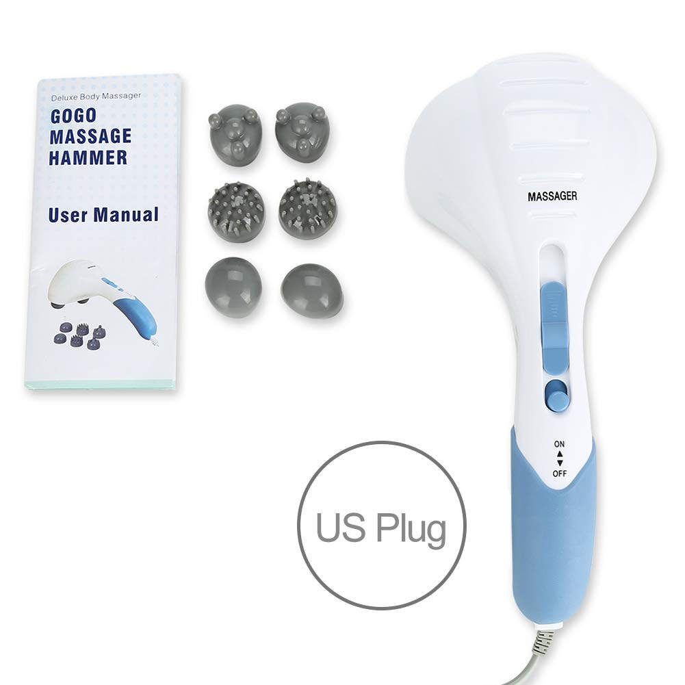 Electric Massager for Neck & Back Pain Relief - Dual Head Handheld Full Body Massager with Vibration - Perfect for Home, Office & Travel Use