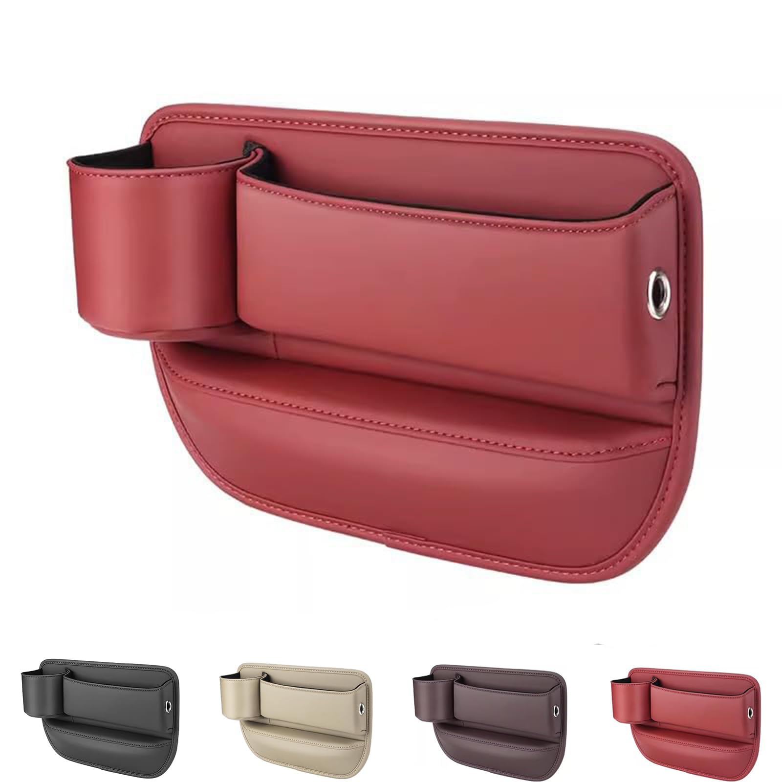 Premium Leather Car Seat Gap Organizer - Universal Cup Holder Storage Bag with Water Bottle Holder, No Logo Design for Cars, SUVs & Trucks | Perfect for Road Trips, Commuting & Daily Driving Accessories