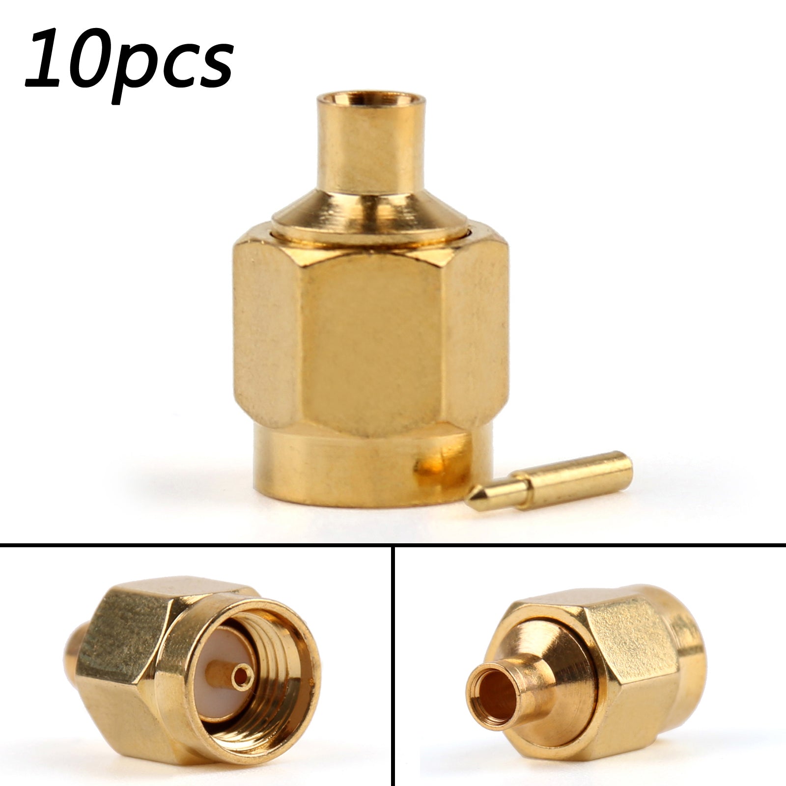 10Pcs SMA Male Plug Connector for RG402 0.141 Semi-Rigid Cable - Straight Solder Type for Ham Radio, WiFi Antenna & RF Applications