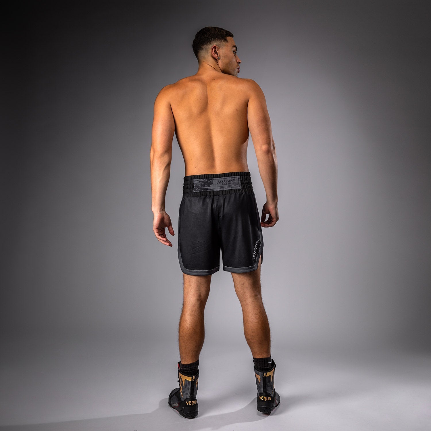 Venum x Assassin's Creed Shadows Boxing Shorts - Black MMA Training Shorts for Men | High-Performance Fightwear for Boxing, MMA & Gym Workouts