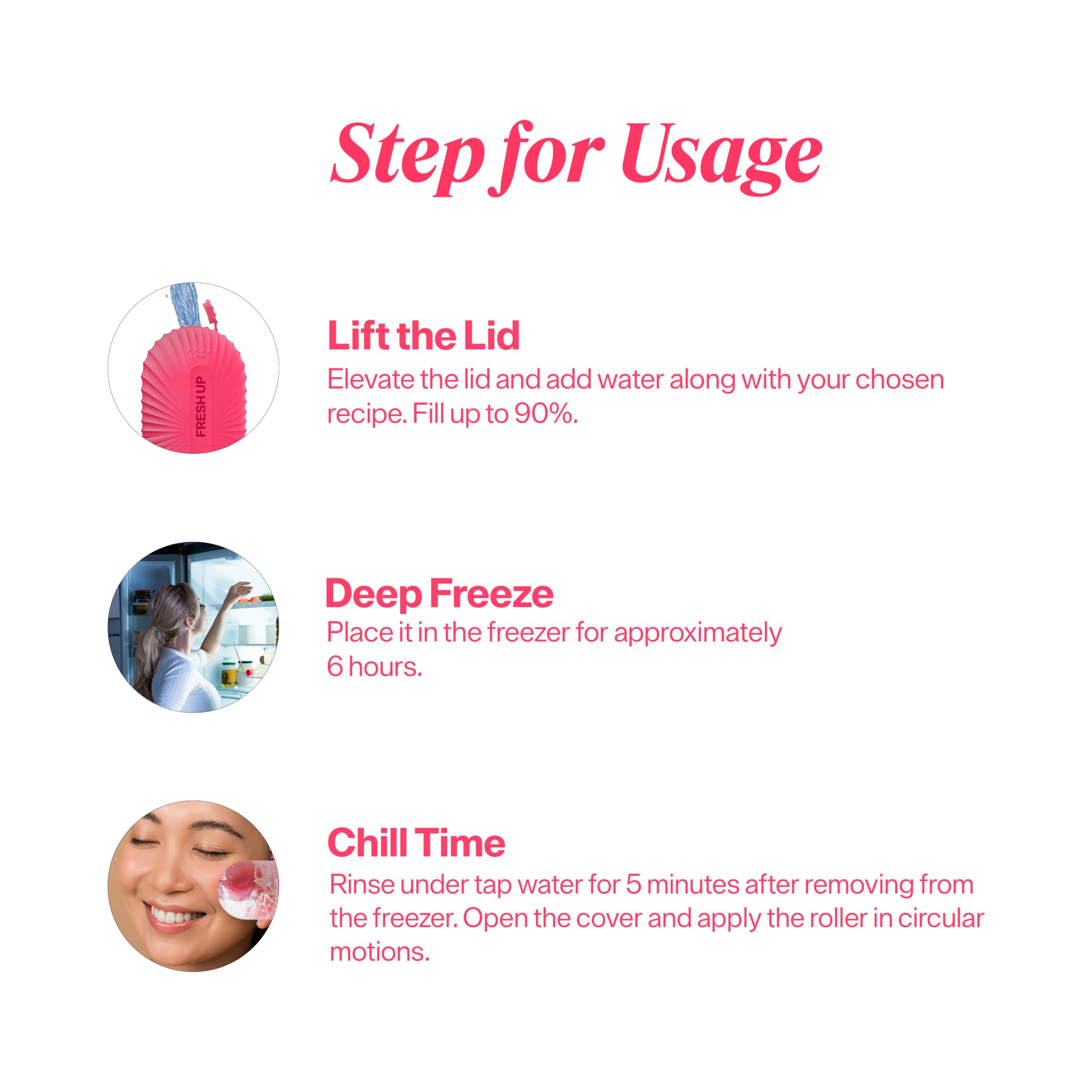 Pink Ice Roller for Face - Cooling Facial Massager to Reduce Puffiness & Dark Circles, Minimize Pores & Improve Skin Texture - Perfect for Morning Routine & Post-Workout Skin Care