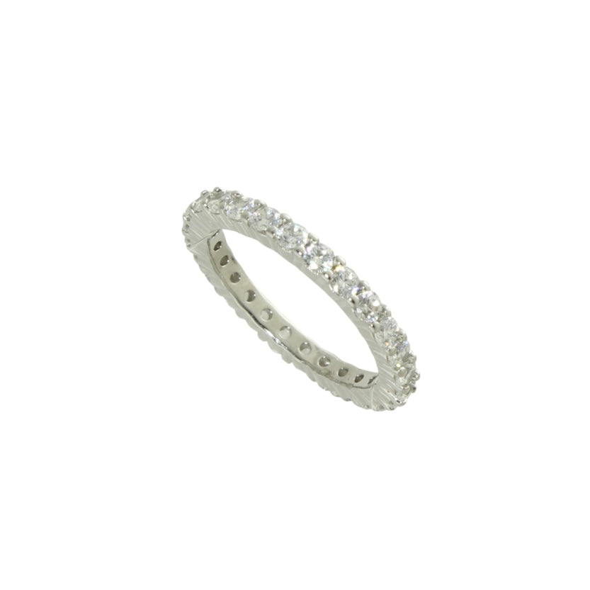 Thin CZ Eternity Ring for Women - 14K Gold Plated Cubic Zirconia Wedding Band - Perfect for Anniversary, Engagement & Everyday Elegance