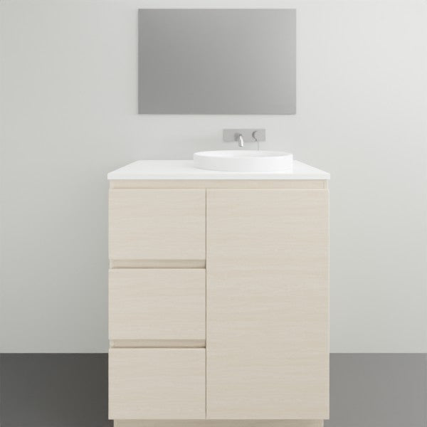 ADP Glacier Lite Ensuite Vanity Set with Solid Surface Top - 3-Piece Door and Drawer Bathroom Vanity for Modern Homes | Perfect for Small Bathrooms, Guest Suites & Apartment Remodels