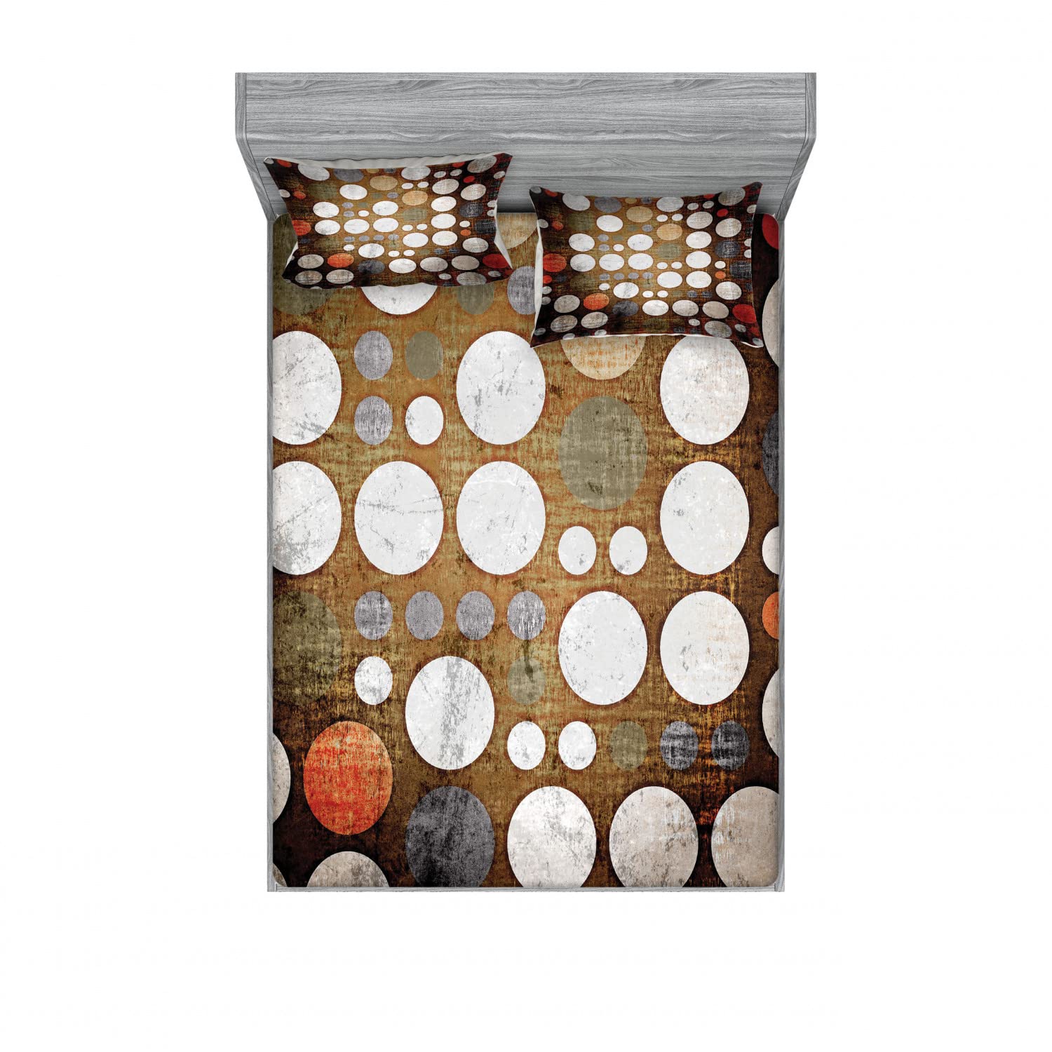Vintage 2-Piece Fitted Sheet & Pillow Sham Set with Grunge Design - Full Size Bedding Decor (Includes 2 Fitted Sheets & 4 Pillow Covers) - Perfect for Boho Bedroom, College Dorm, or Guest Room Decor