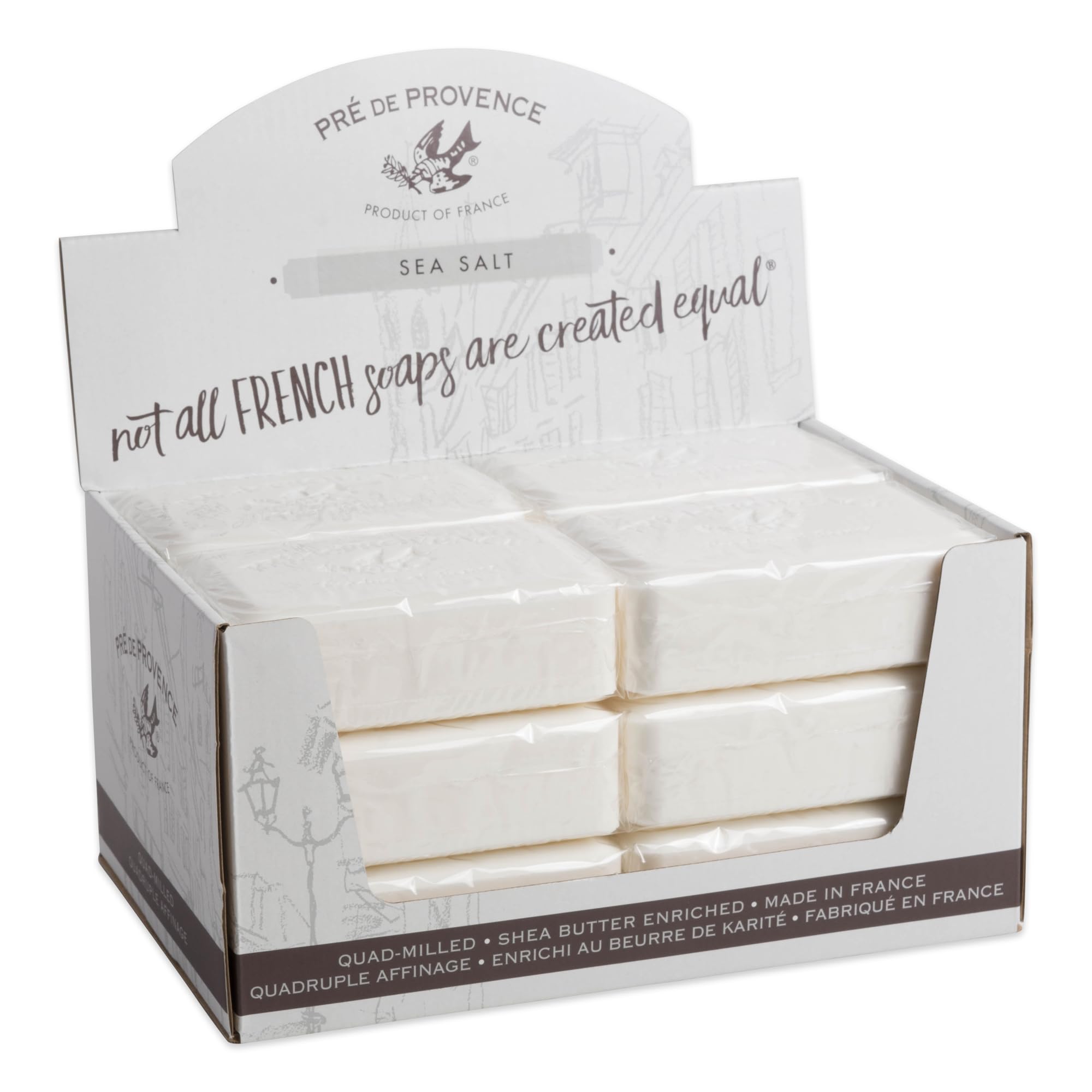 Pre de Provence 250g Soap Bar with Sea Salt - Pack of 12 | Natural French Soap for Dry Skin & Sensitive Skin | Perfect for Bath, Shower & Gift Giving