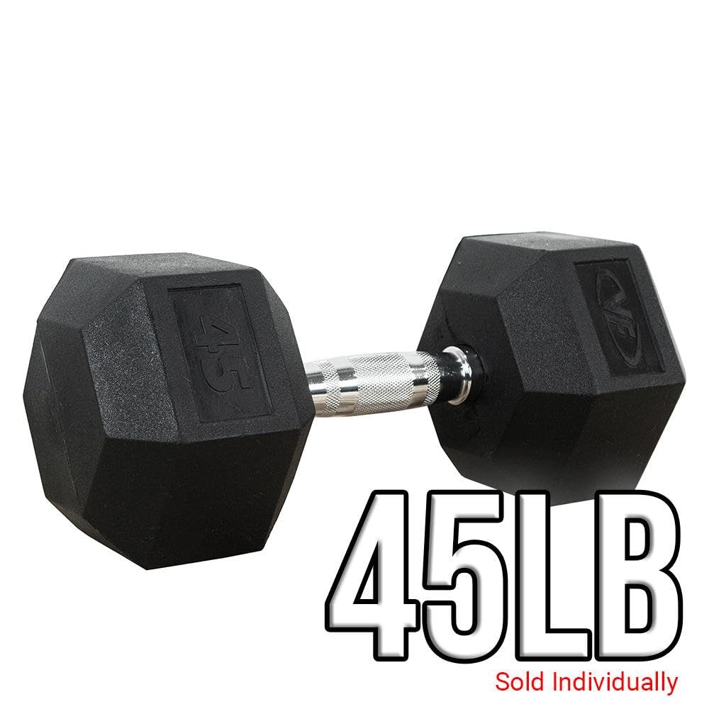 Valor Fitness Rubber Hex Dumbbell Set - Free Weights for Home Gym, Strength Training & CrossFit Workouts | Perfect for Weight Lifting, Muscle Building & Fitness Training at Home