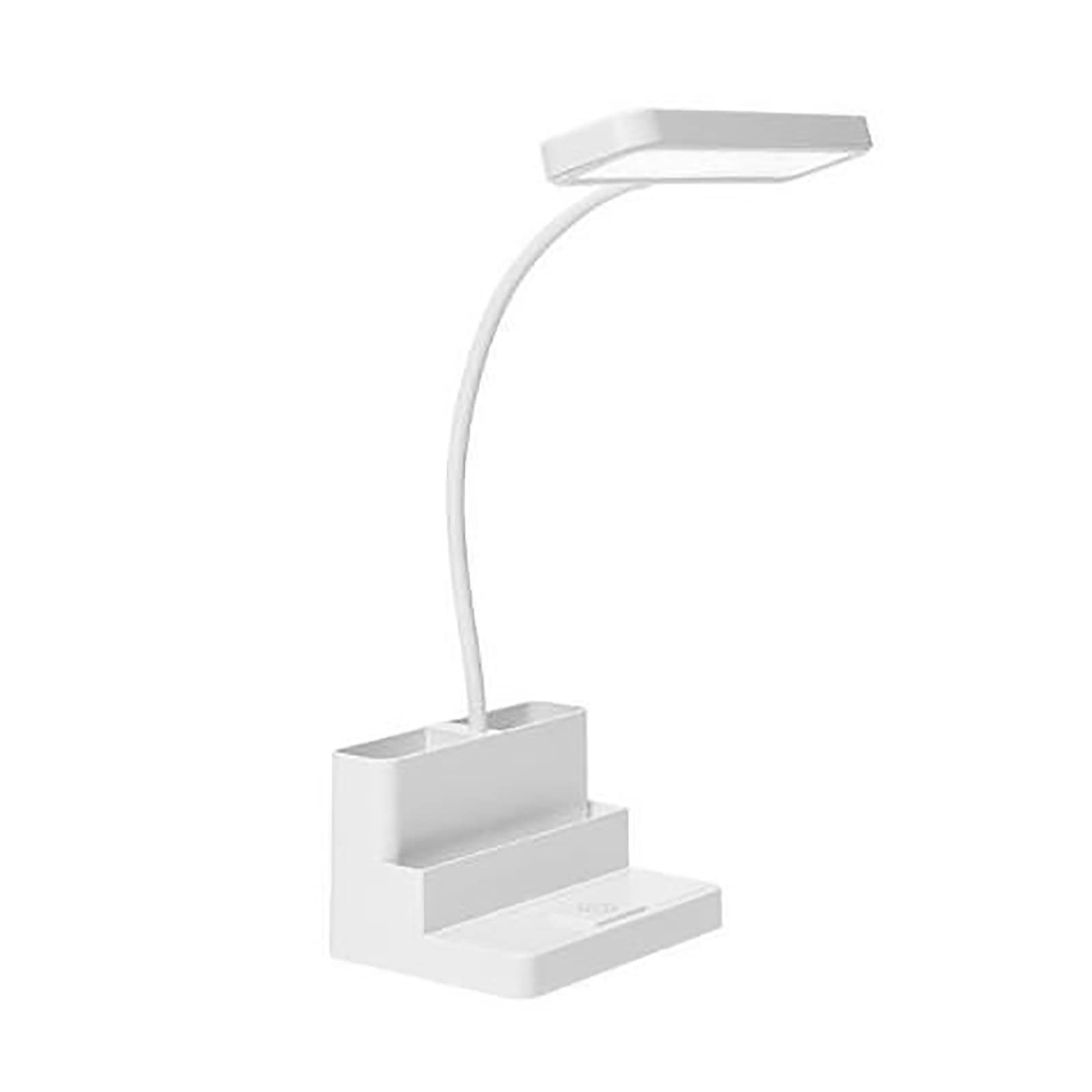 USB Rechargeable LED Small Desk Lamp with Pen Holder & Phone Holder, Eye Protection Study Lamp for Kids, Perfect for Home, Office, Study, and Night Reading (White)