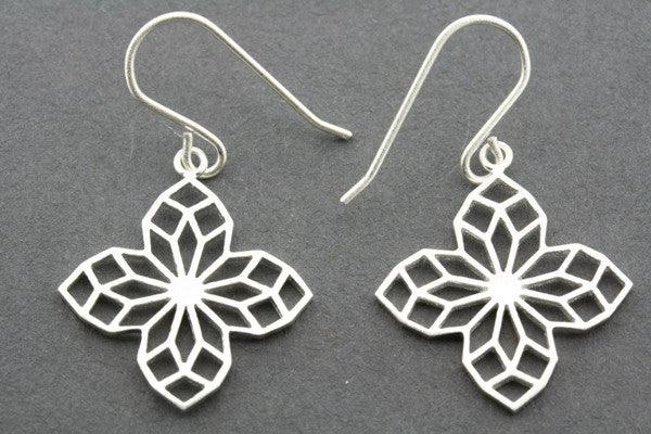 4 Petal Mandala Earrings Sterling Silver - Boho Chic Jewelry for Women, Perfect for Yoga, Meditation & Festivals