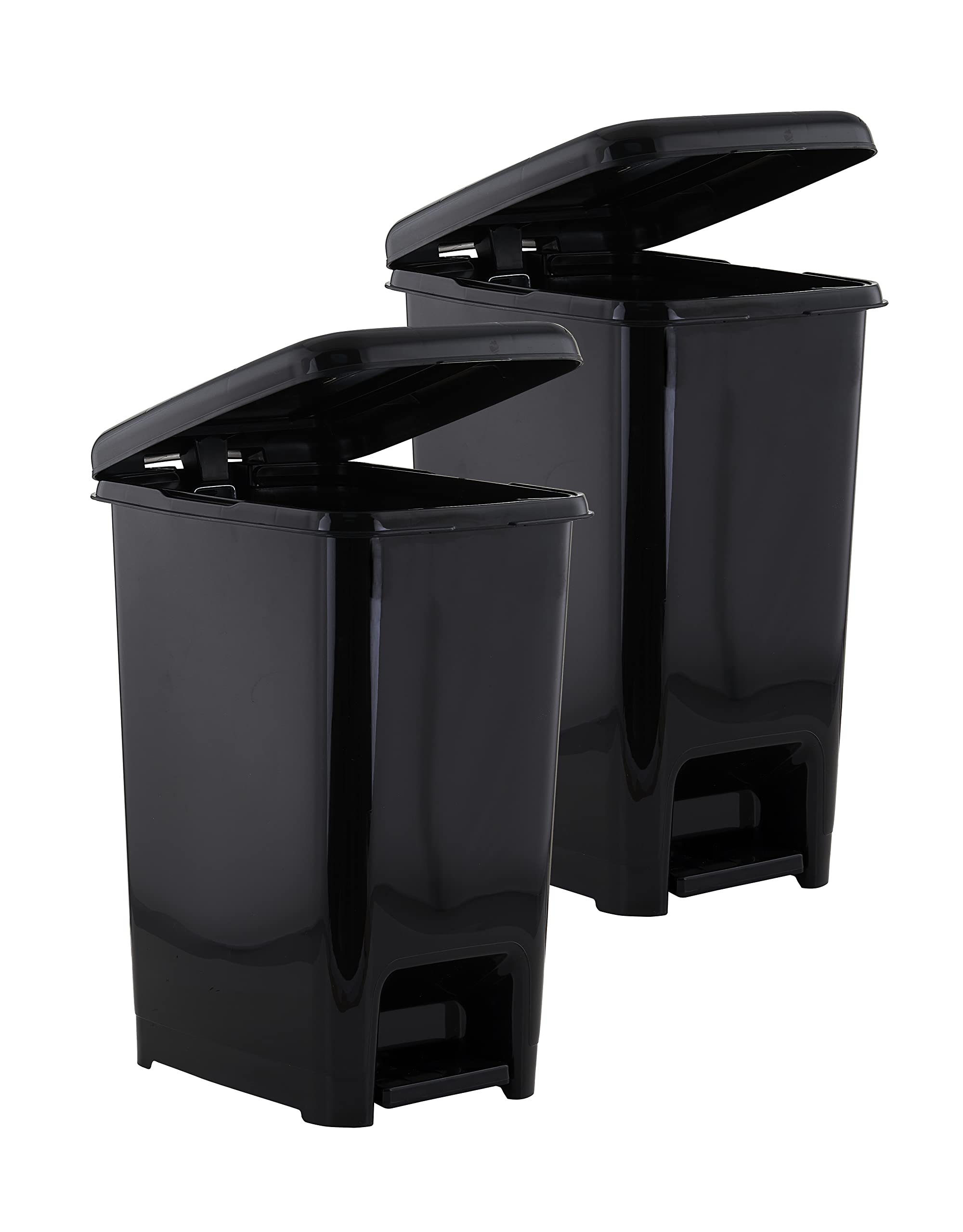 Superio 2.5 Gallon Slim Step-On Trash Can with Lid - Small Plastic Garbage Bin for Bathroom, Kitchen, Office, Under Desk, Bedroom & Dorm - Space-Saving Design, Hands-Free Foot Pedal Operation - Perfect for Tight Spaces & Hygiene-Conscious Homes (Black)