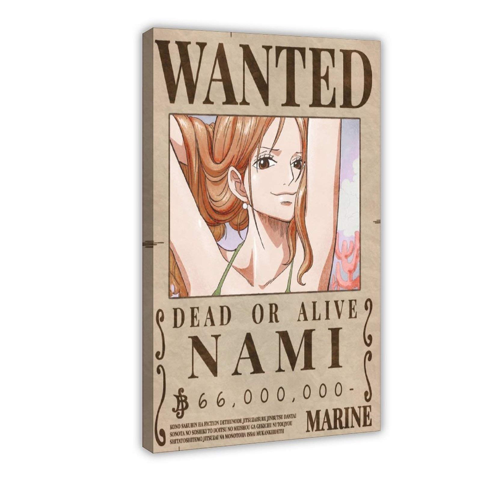 Nami Wanted Anime Canvas Poster - 24×36 inch (60×90cm) Framed Wall Art for Bedroom, Office & Living Room Decor - Perfect Gift for Anime Fans & One Piece Lovers