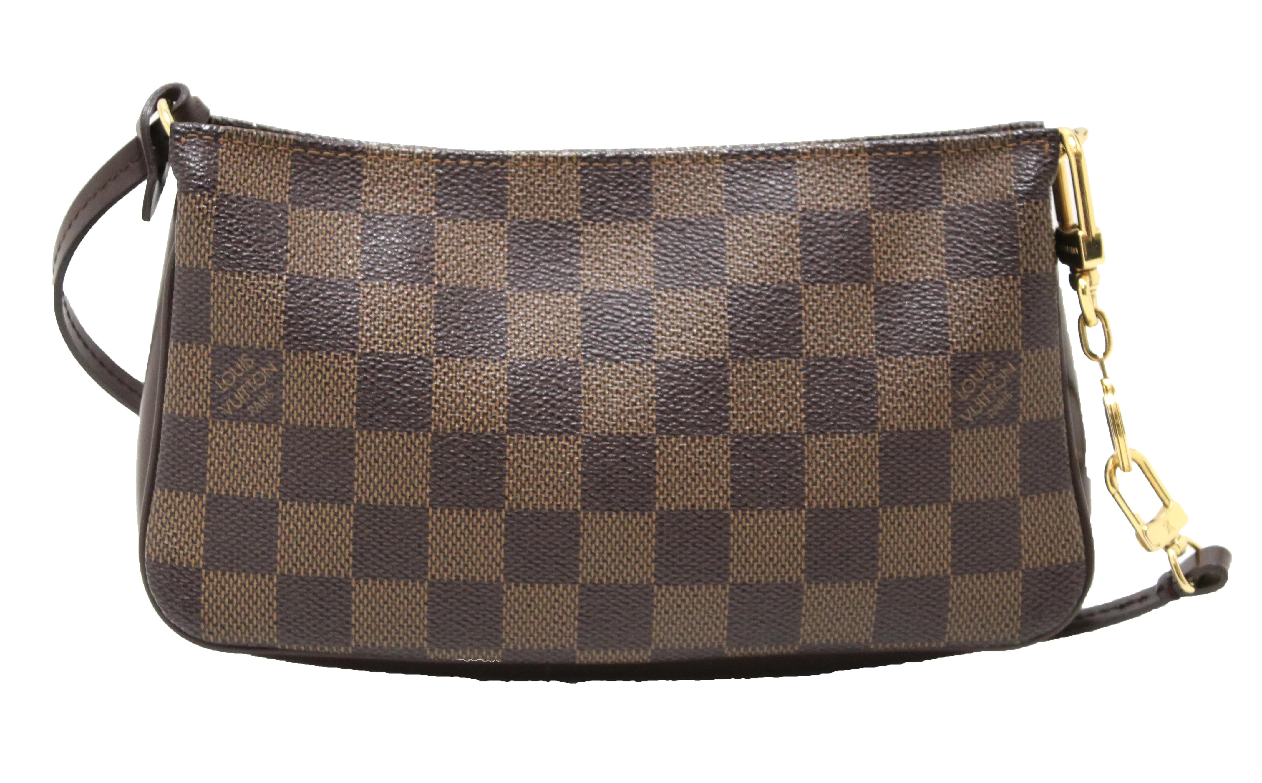 Authentic Louis Vuitton Damier Ebene Navona Pochette Crossbody Bag with Extender Key Ring - Perfect for Women's Everyday Use, Travel & Special Occasions
