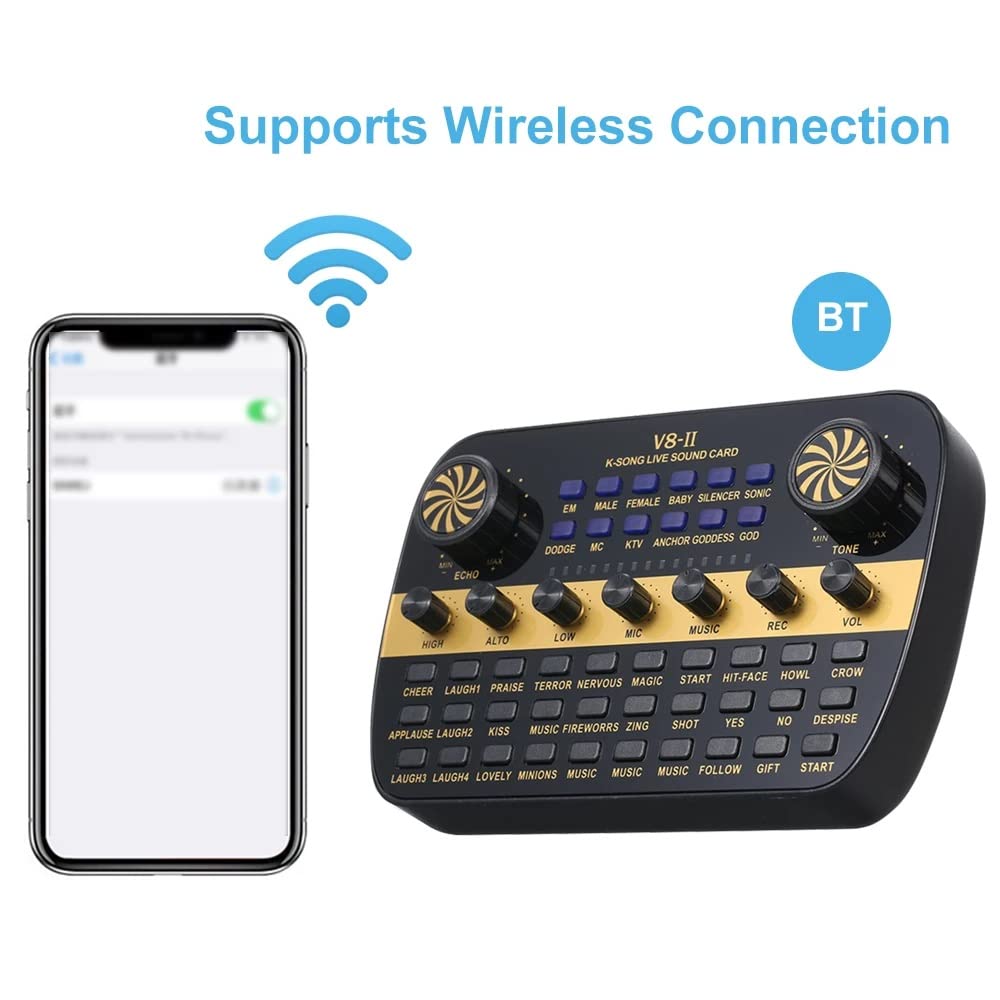 V8 Live Sound Card with Intelligent Volume Control - Professional Audio Mixer for PC, Computer, Streaming & Podcasting - Perfect for Gaming, Karaoke, Music Production & Live Broadcasting