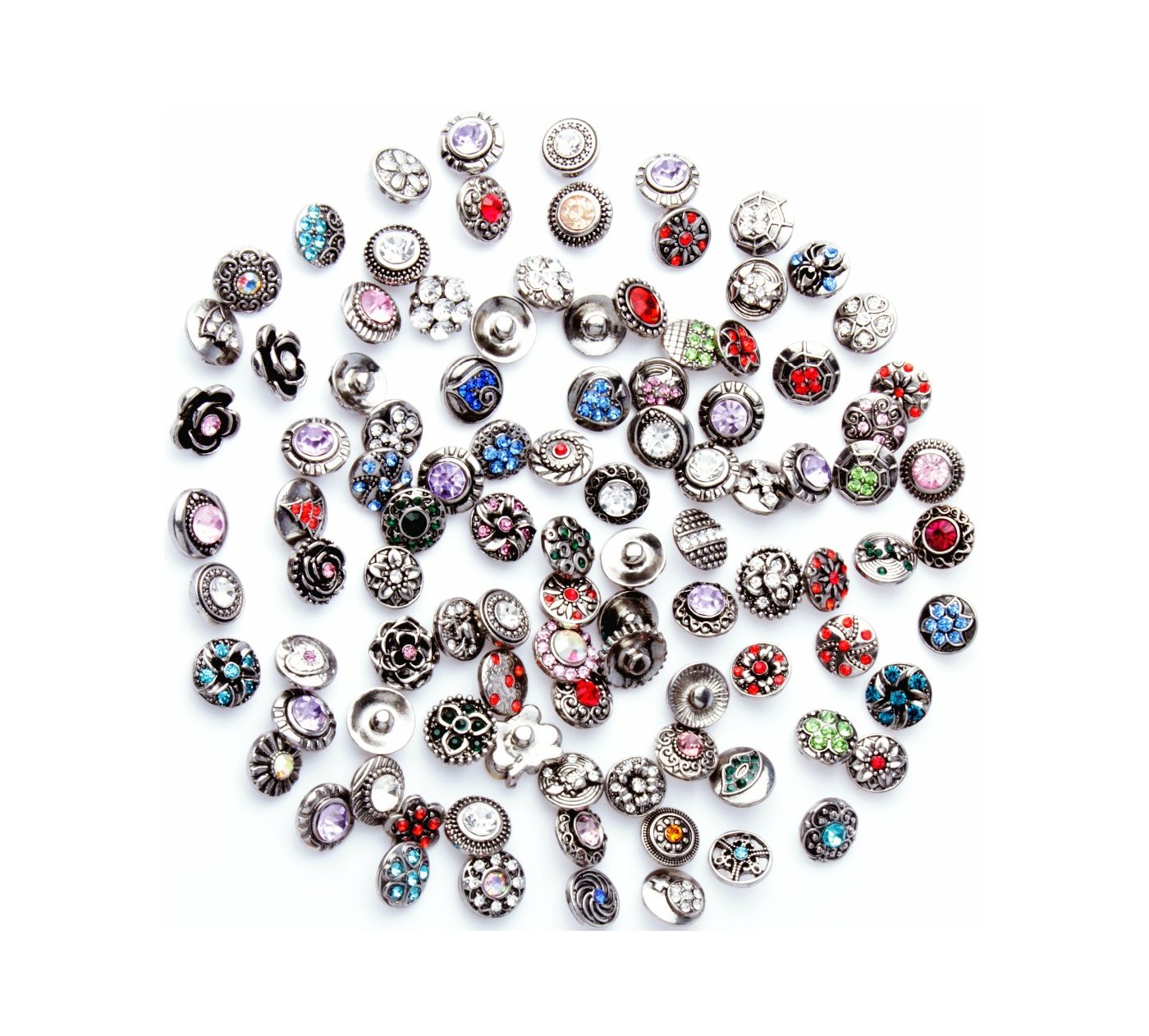 50PCs 12mm Rhinestone Snap Buttons for Jewelry Making - DIY Petite Size Press Studs for Clothing, Bags & Accessories | Perfect for Crafting, Sewing & Fashion Design
