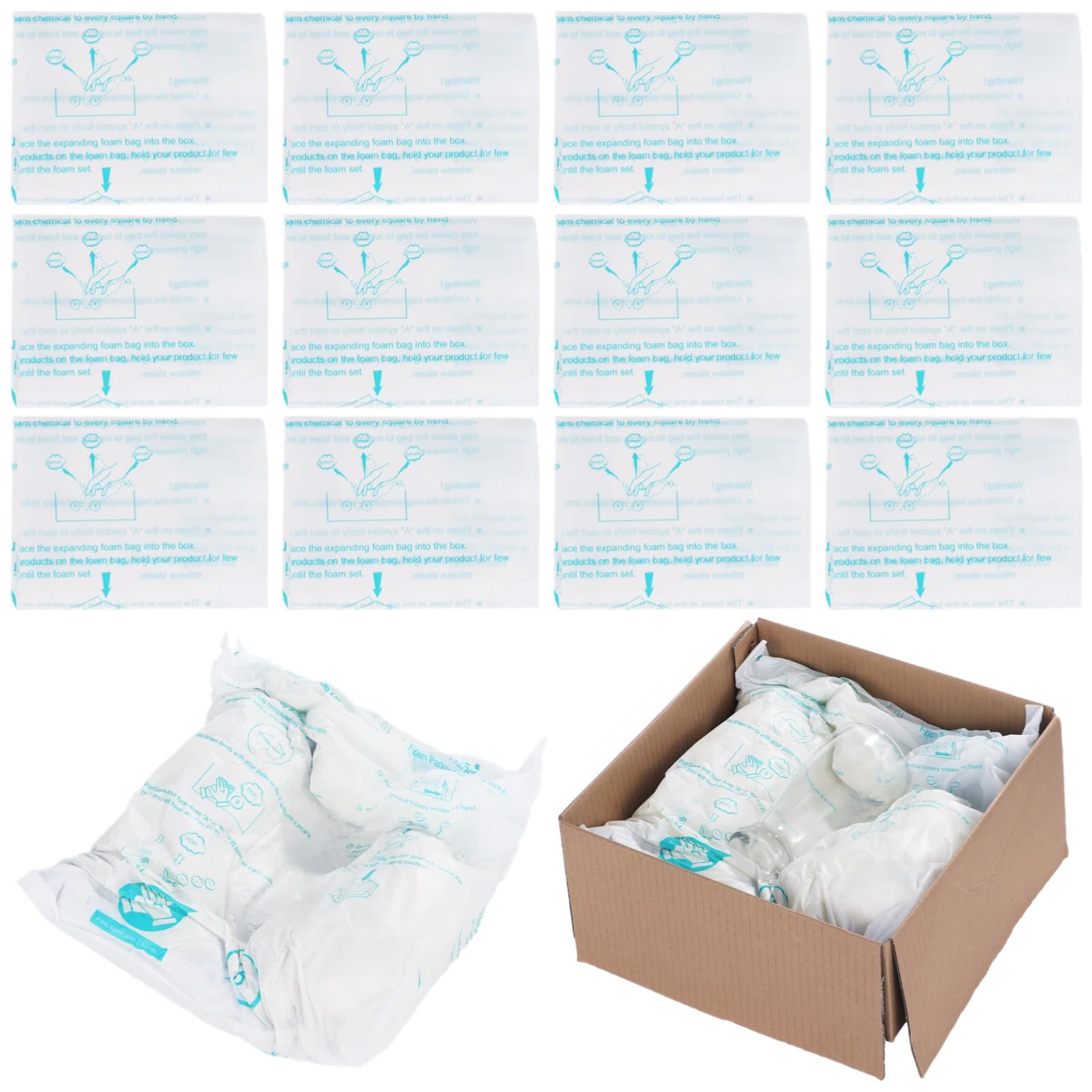 12 Pack 18x23 Inch Expanding Foam Shipping Bags - Temperature Activated Protective Packaging for Fragile Items | Perfect for Electronics, Glassware & Artwork Shipping
