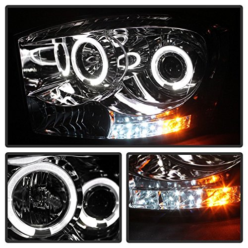 Xtune LED Halo Headlights for Dodge Ram 1500 2006-2008 - Chrome/Clear Lens - Bright DRL & Projector Beam - Upgrade for Night Driving & Off-Road Adventures