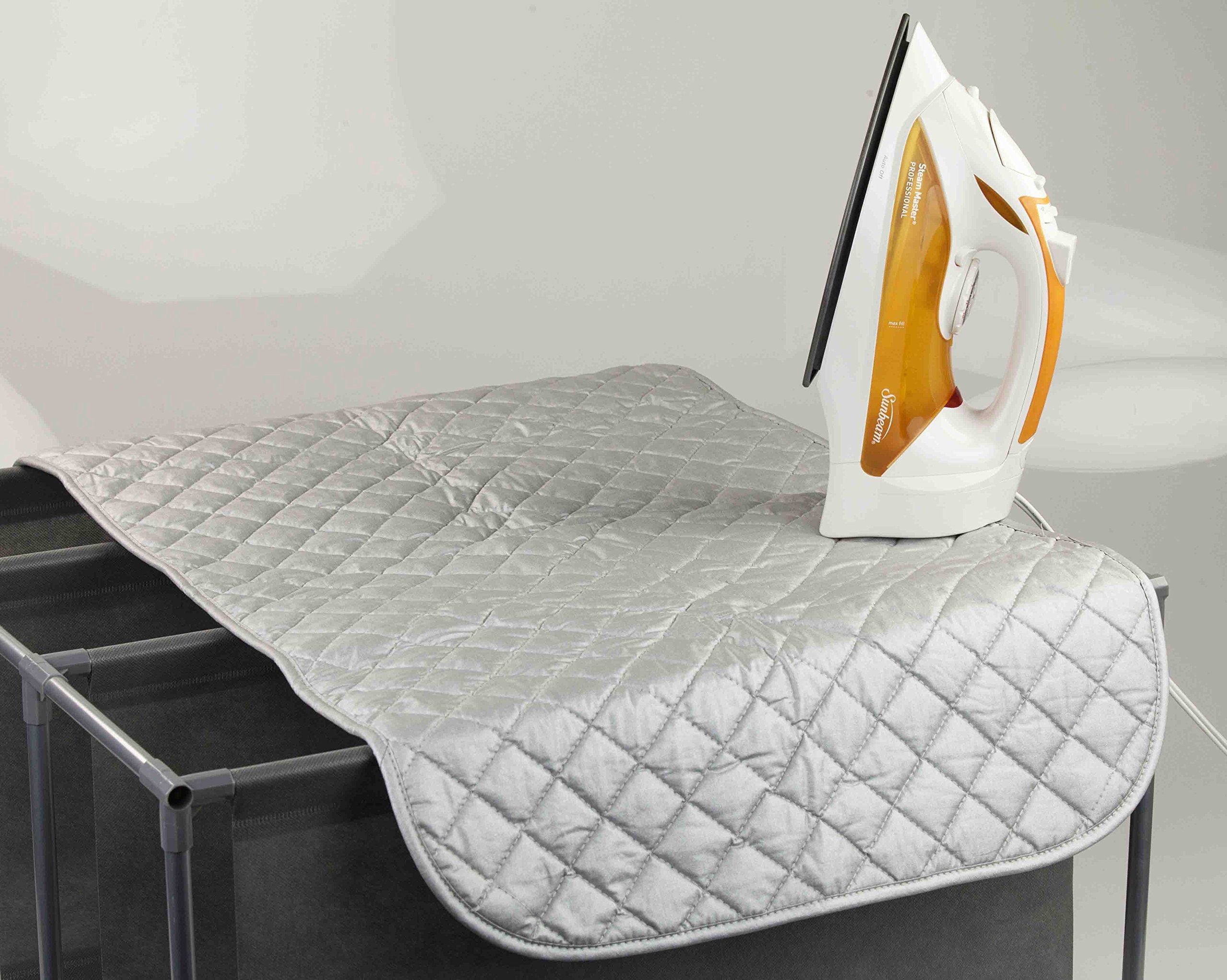 Sunbeam Heat Resistant Quilted Magnetic Ironing Board Cover Pad - Silver | Non-Slip Ironing Mat for Home & Travel | Perfect for Clothes, Fabrics & DIY Crafts