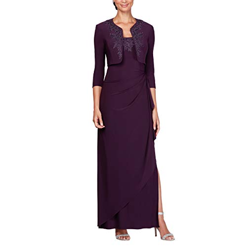 Alex Evenings Women's Empire Waist Bolero Jacket Dress - Formal Evening Gown for Weddings, Parties & Special Occasions (Petite & Regular Sizes)